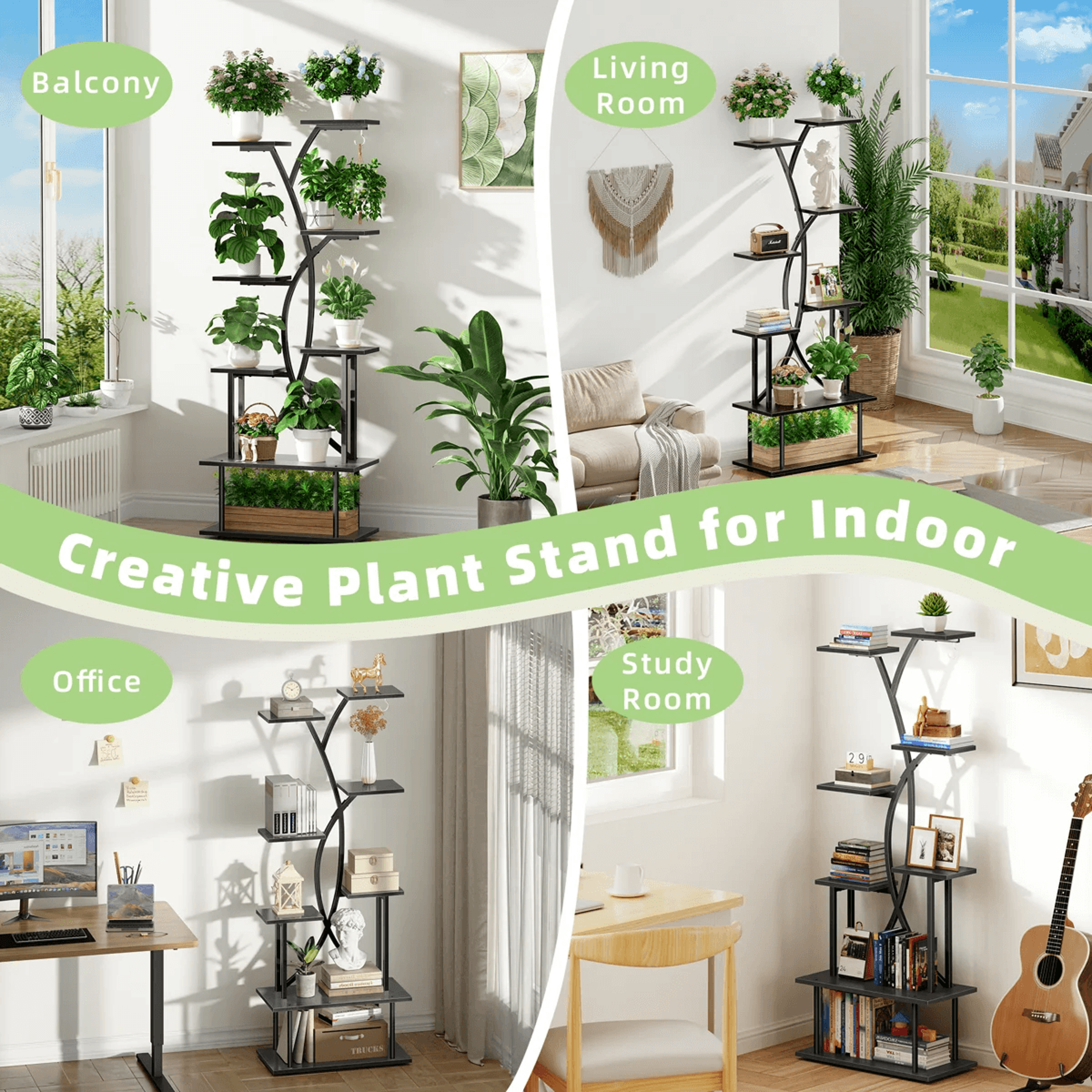 8 Tier Indoor Plant Stand With Grow Lights And Hanging Hook Set Of 2 7