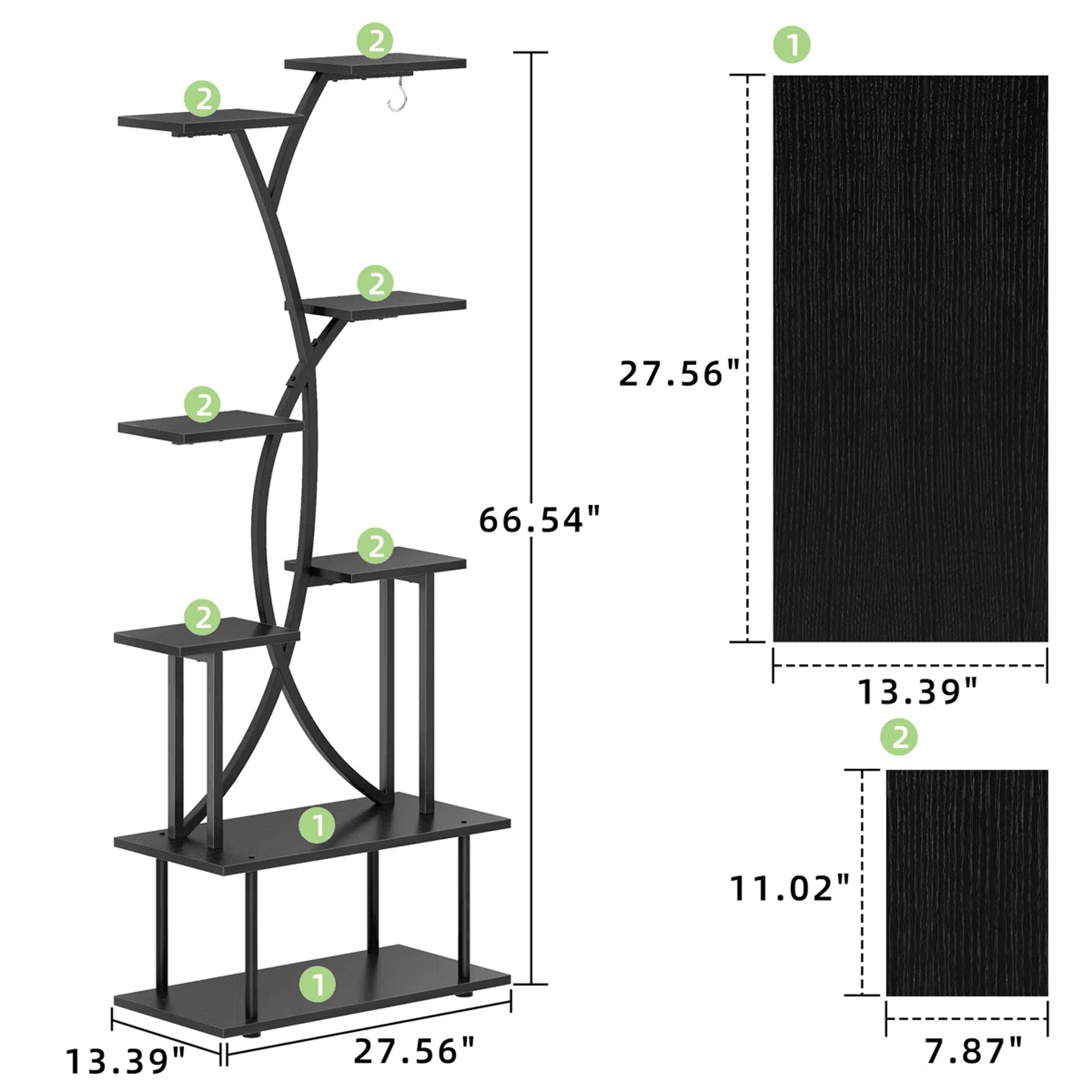 8 Tier Indoor Plant Stand With Grow Lights And Hanging Hook Set Of 2 6