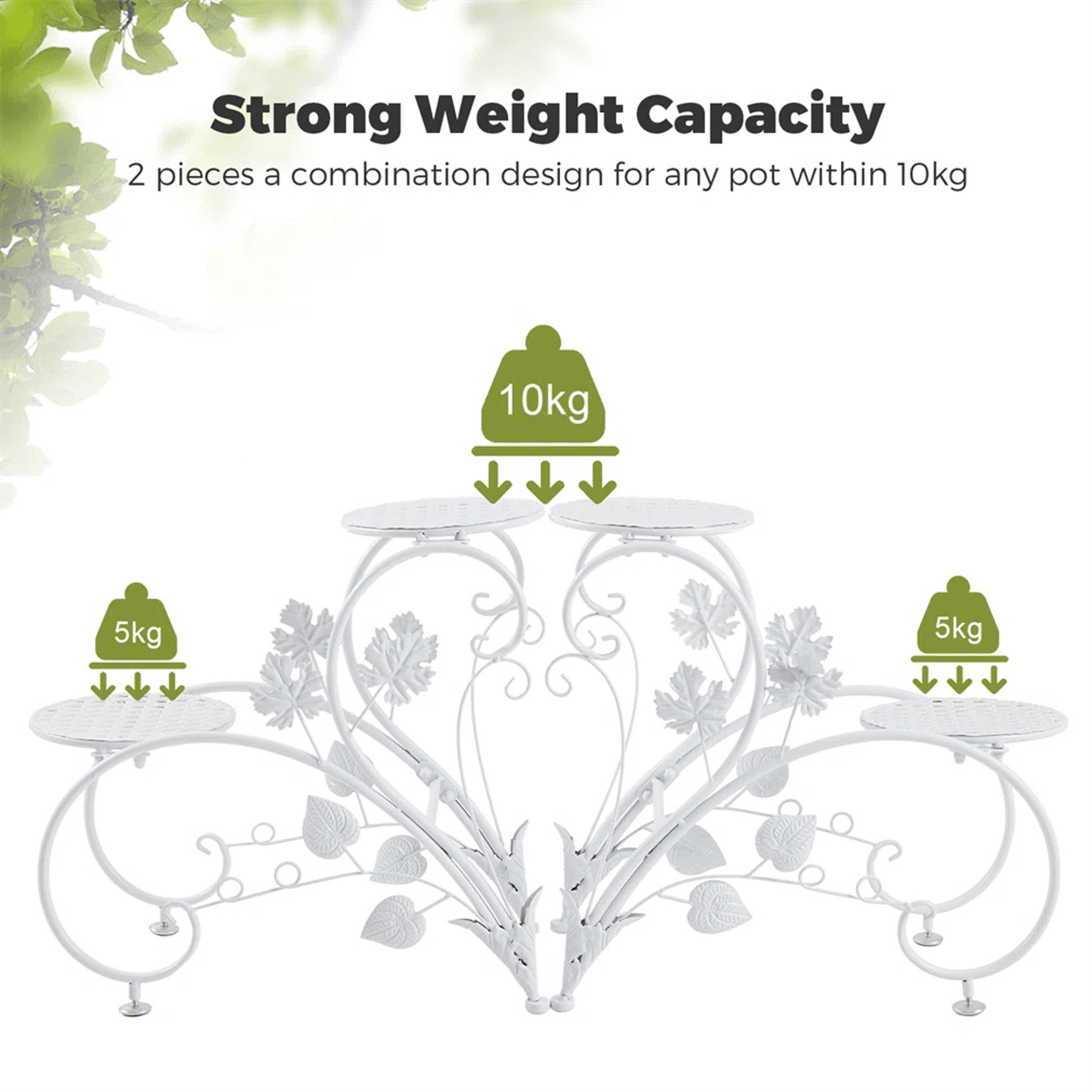 Heart Shaped Iron Plant Stand Set Of 2 White 4 Tier Flower Display Racks 1