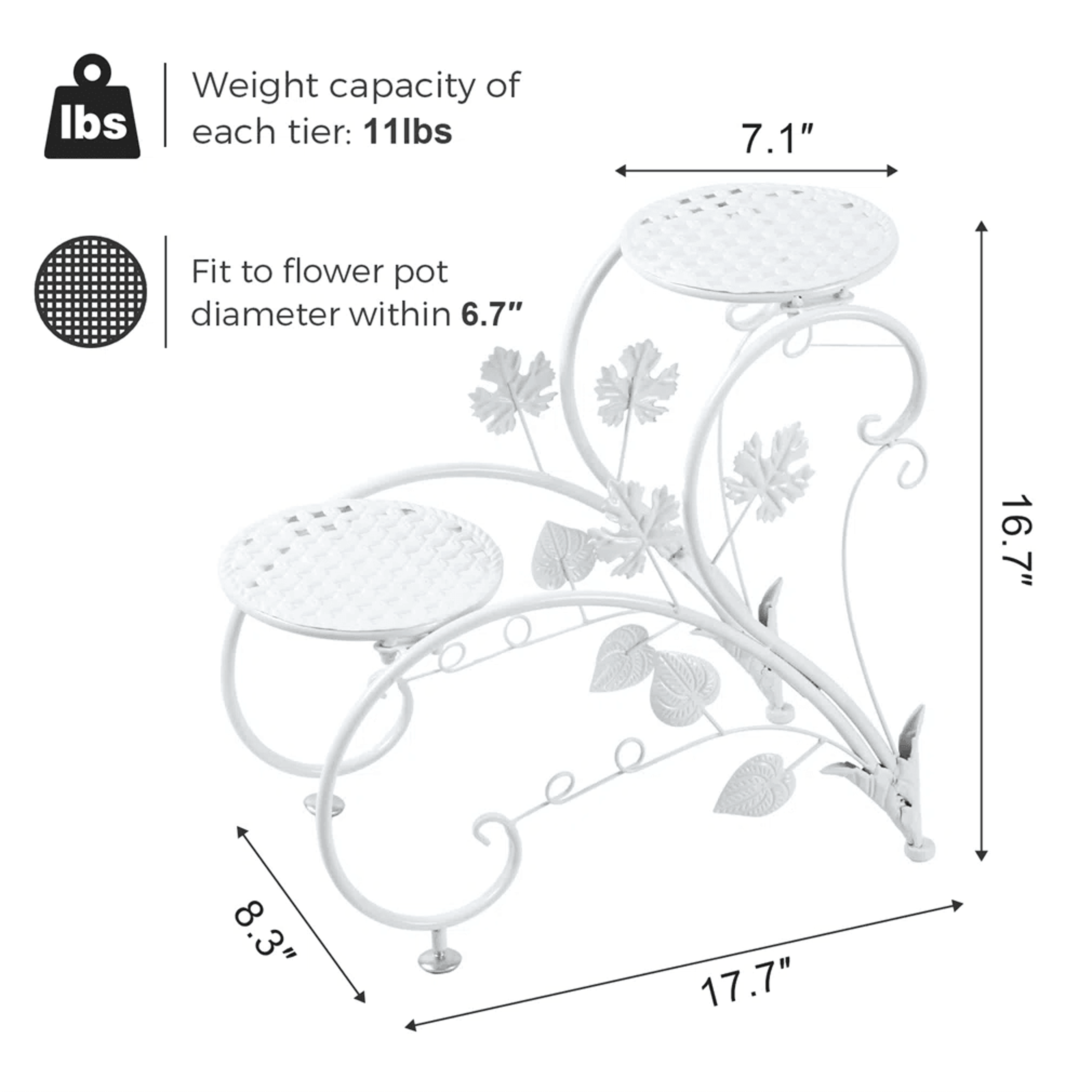 Heart Shaped Iron Plant Stand Set Of 2 White 4 Tier Flower Display Racks 7