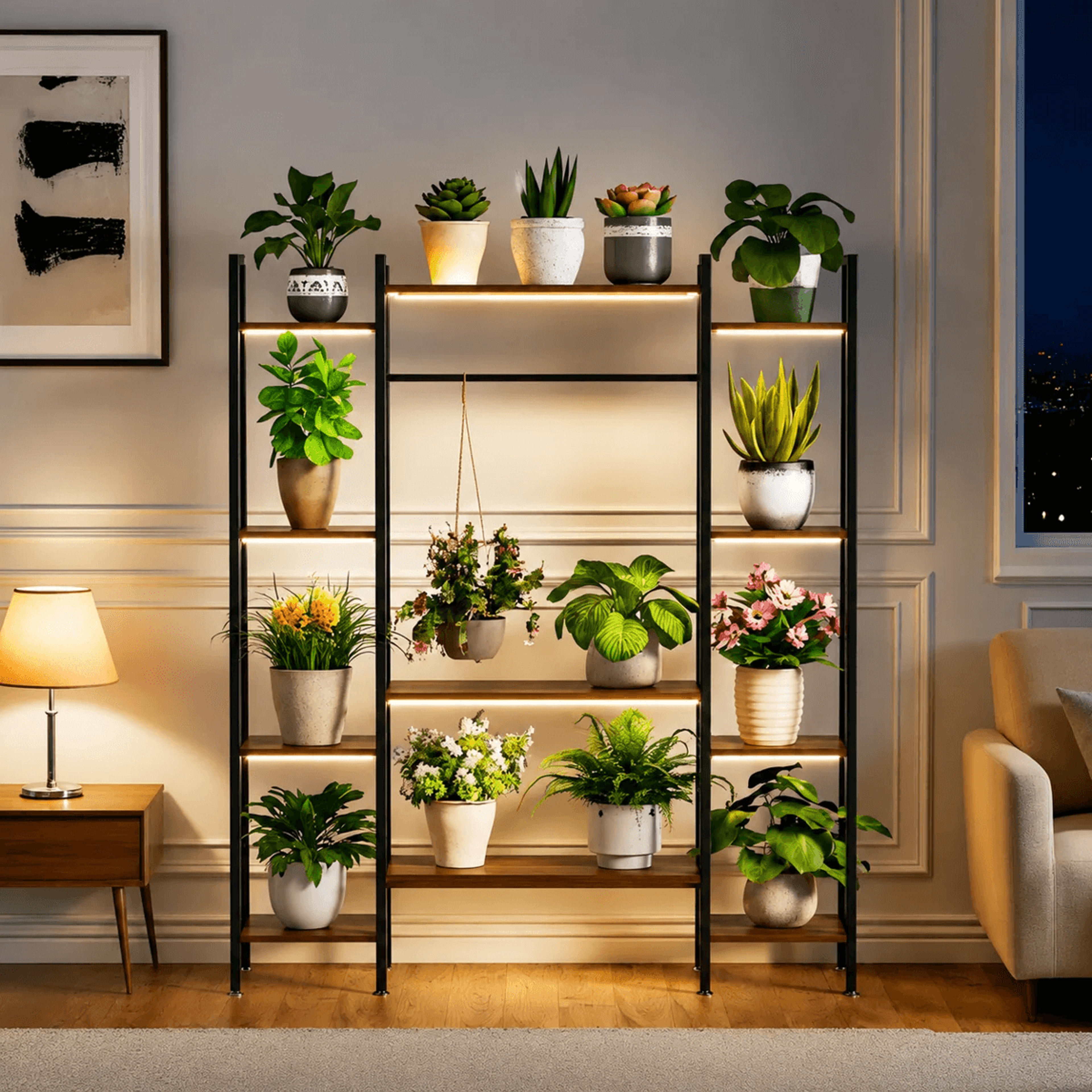 11 Tier Plant Stand With 8 Full Spectrum LED Grow Lights And Metal Frame 9