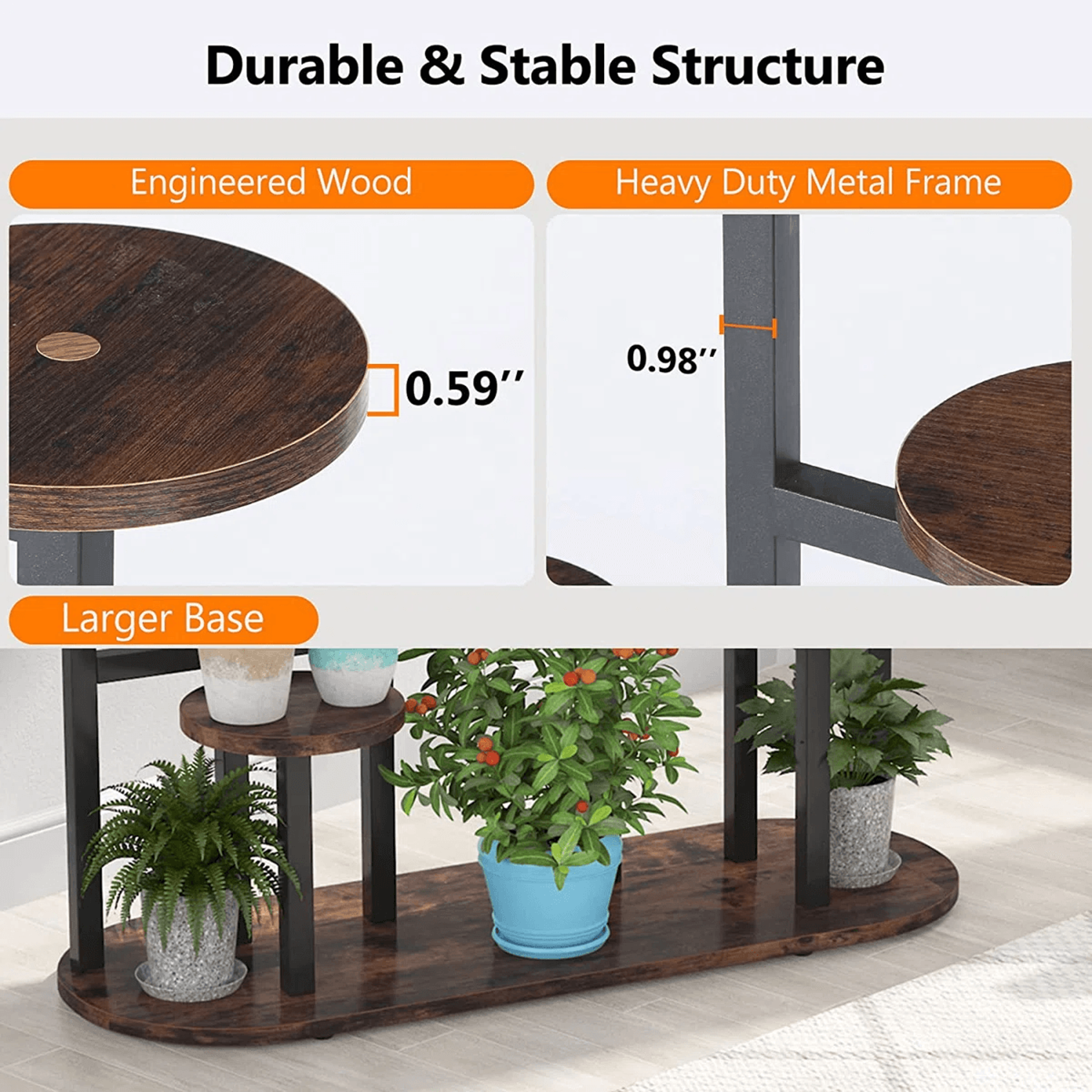 9 Tier Plant Stand With Metal Frame And Wood Grain Shelves For Indoor And Outdoor Use 1