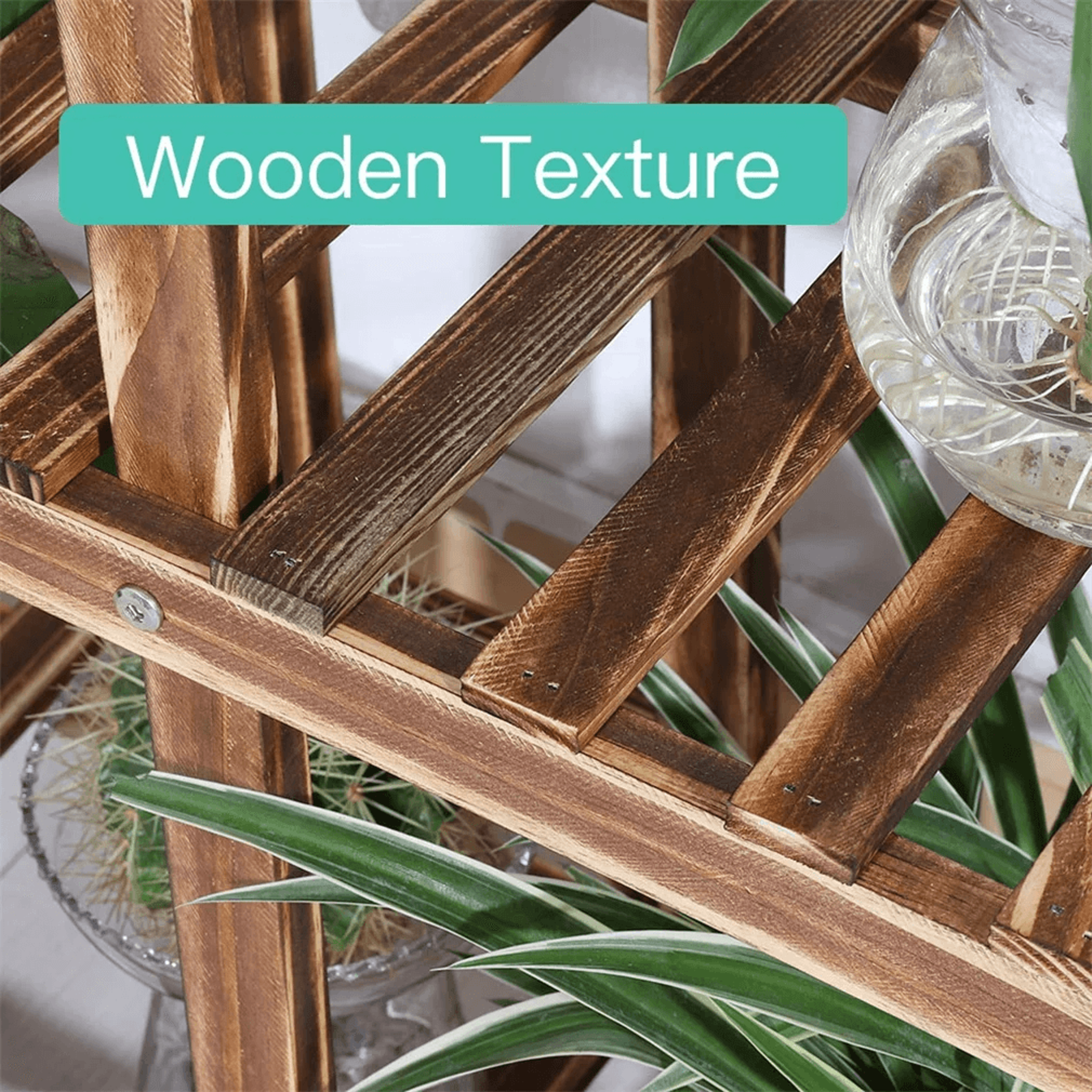 6 Tier Wooden Plant Stand With Rolling Wheels And Locking Design 5