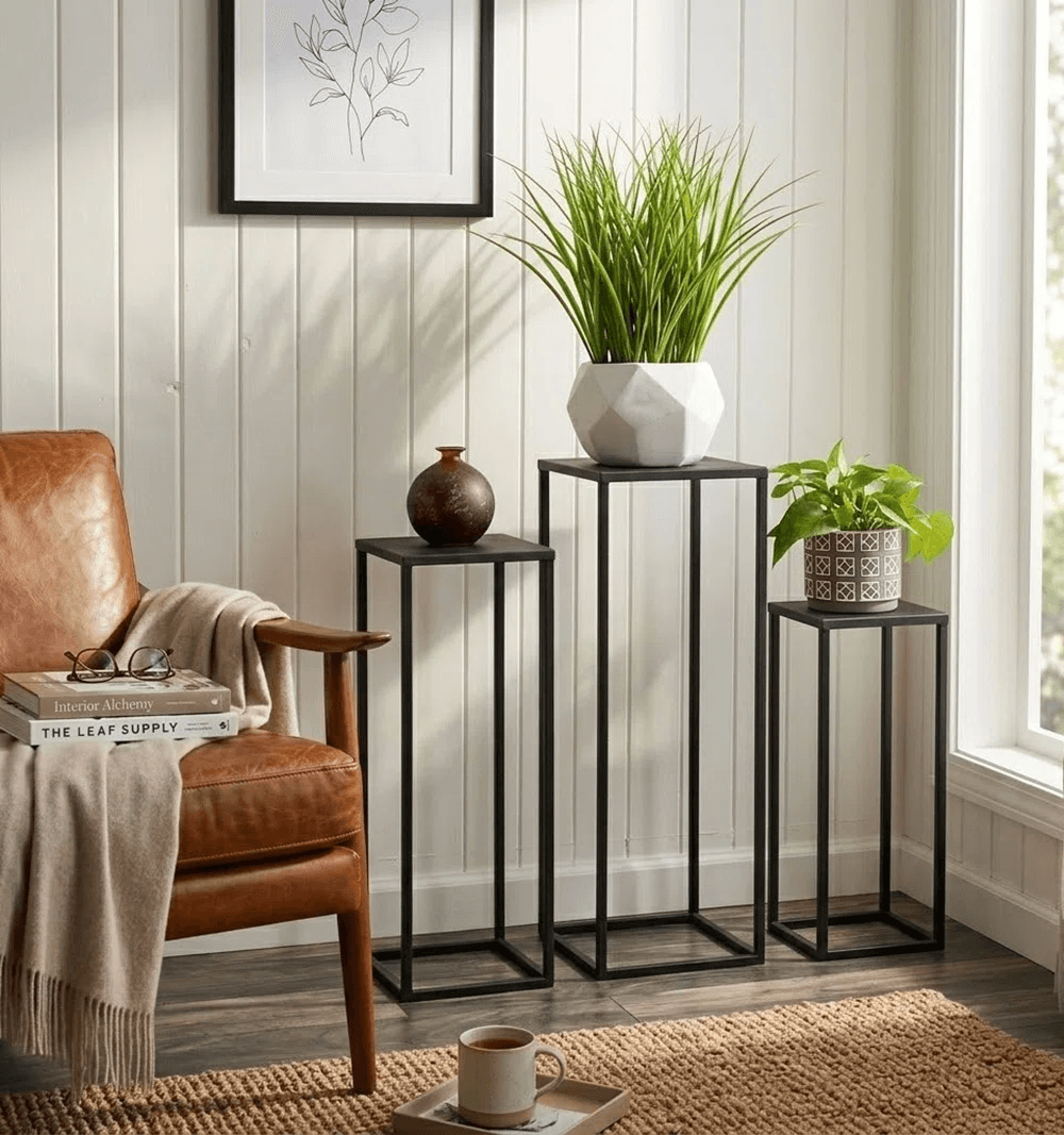 Iron Plant Stand Set Of 3 Nesting Square Metal Plant Display Tables 6