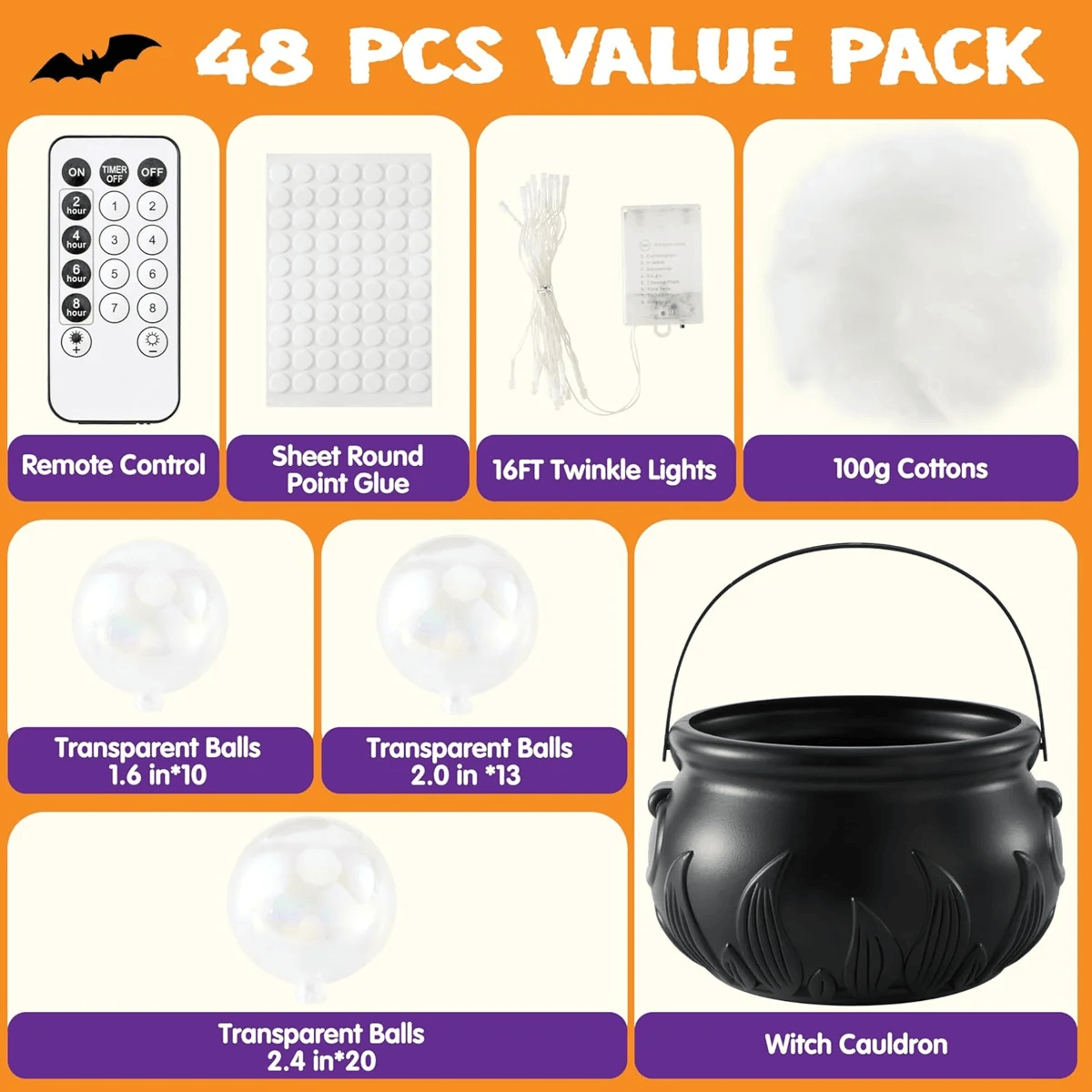 LED Bubbling Witch Cauldron Halloween DIY Decoration With 8 Light Modes 5