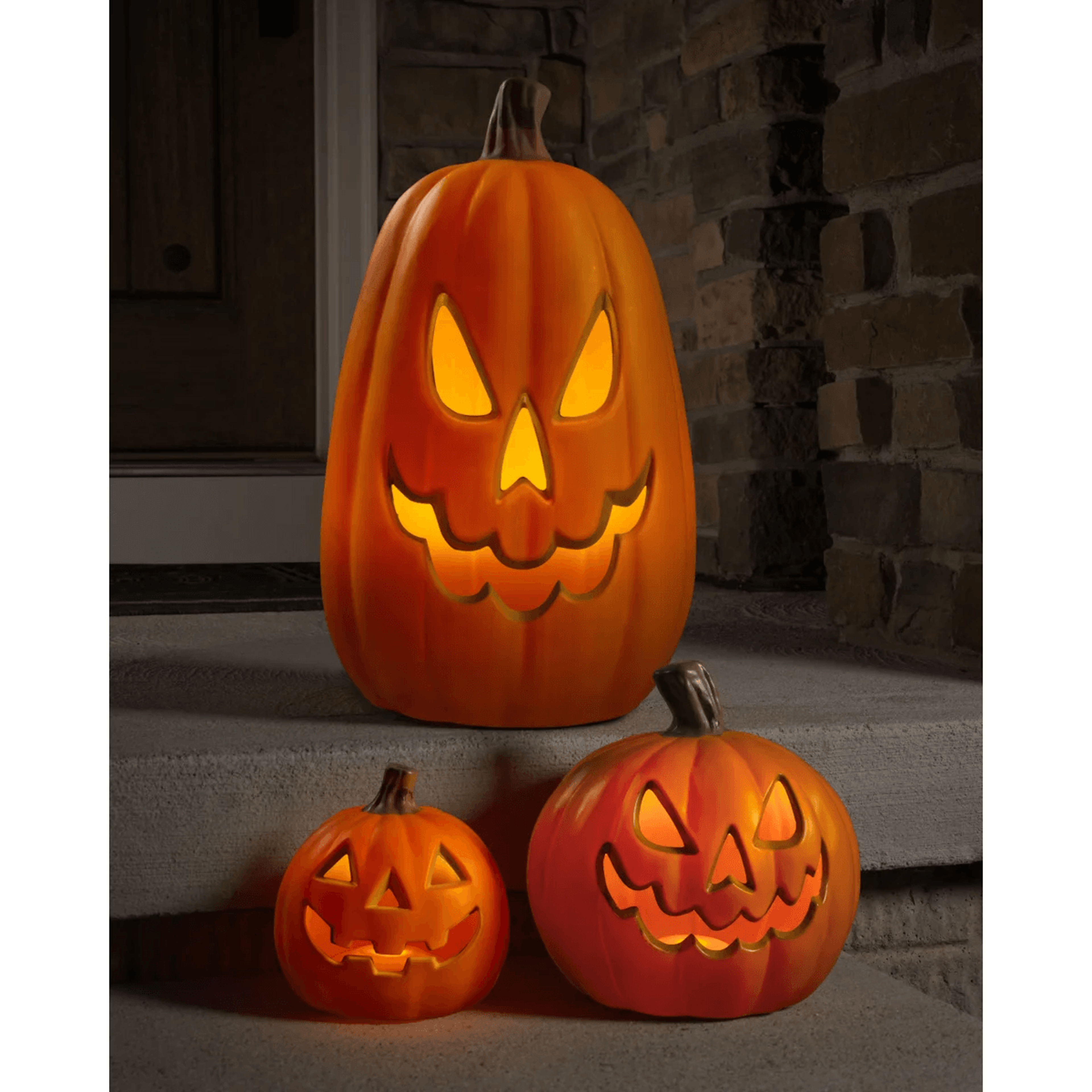 LED Lighted Jack O Lantern Pumpkins With 8Hour Timer Set Of Two 0