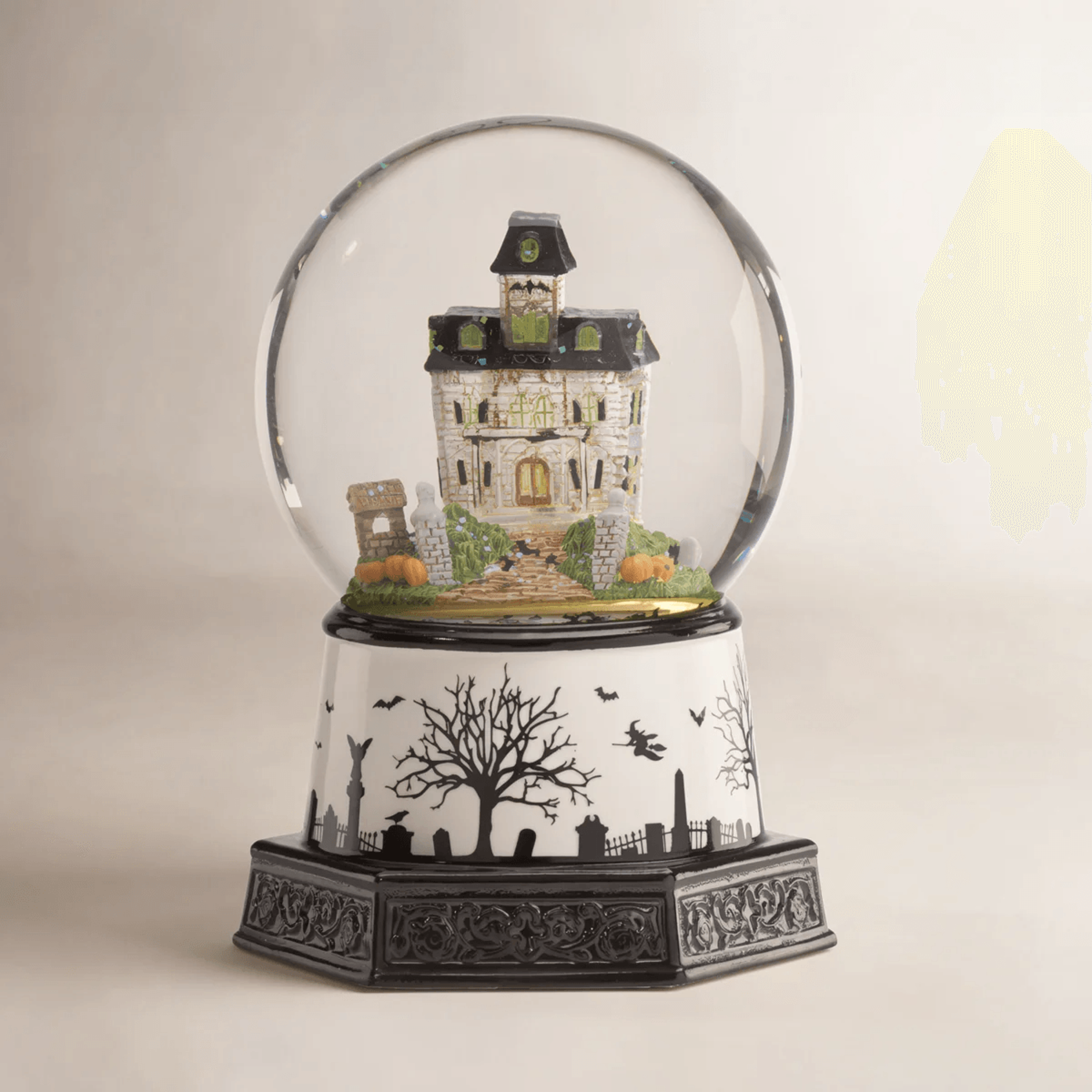 Halloween Light Up Snow Globe With Haunted Village Scene And Glass Globe 6