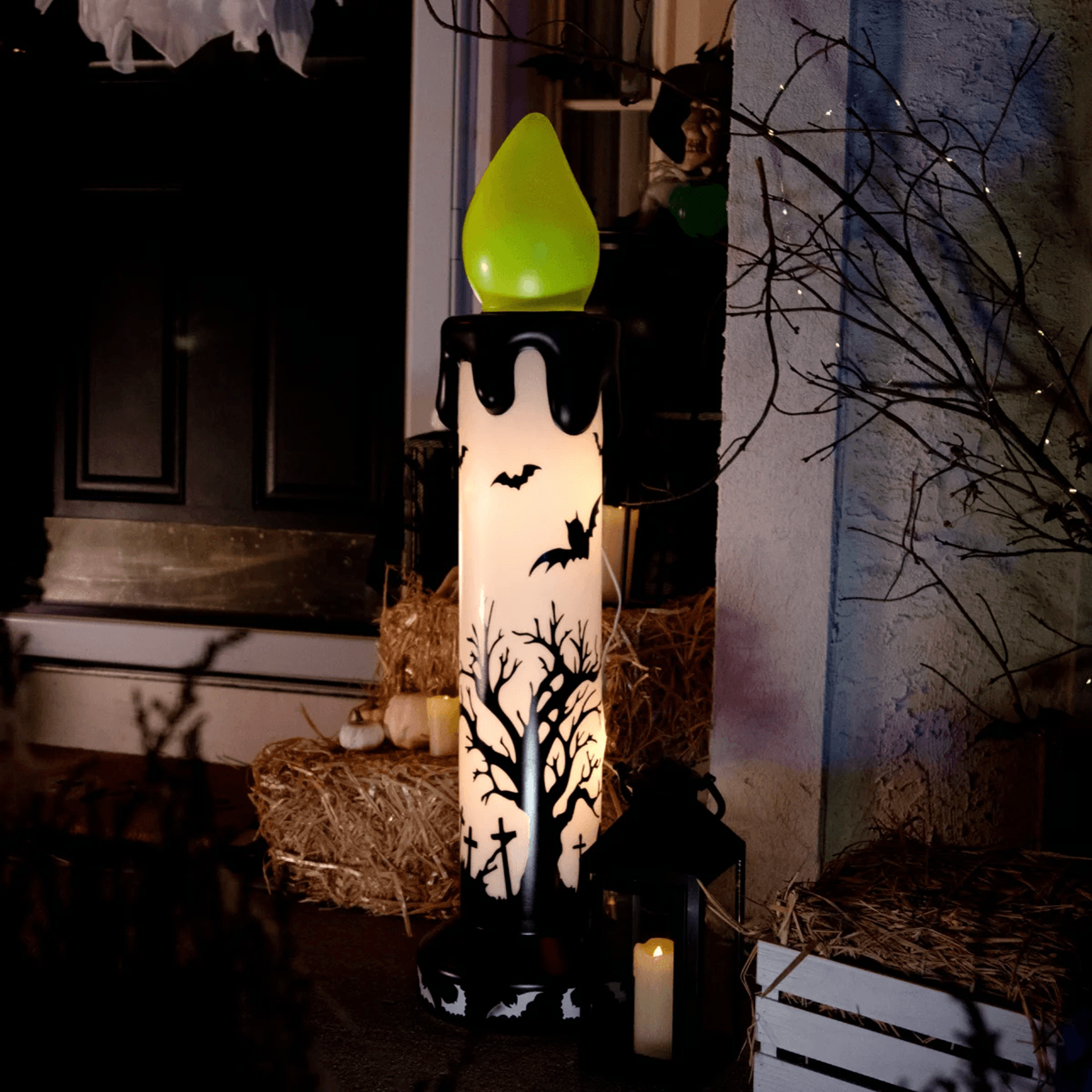 LED Flickering Halloween Candle With Dripping Wax Design 4
