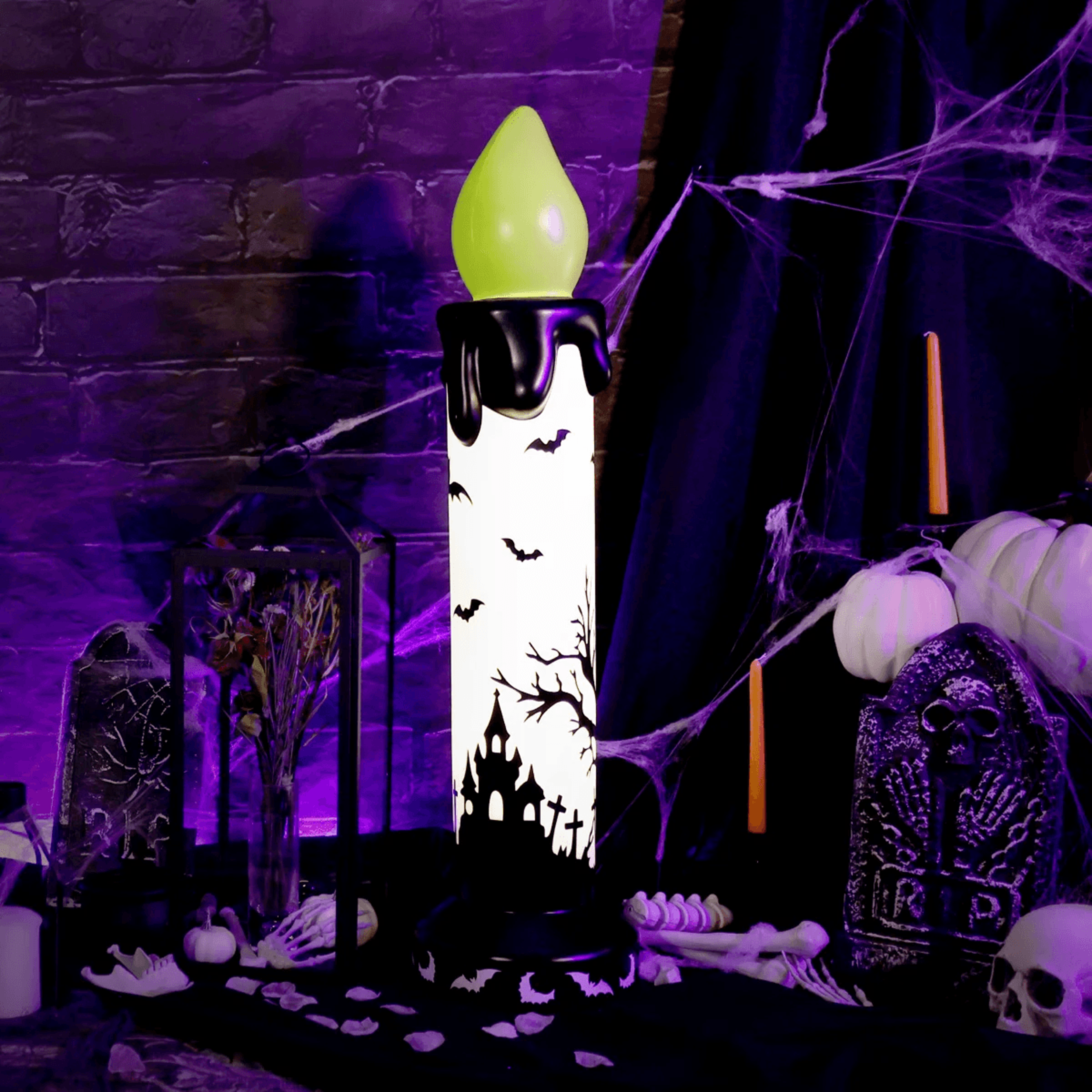 LED Flickering Halloween Candle With Dripping Wax Design 3