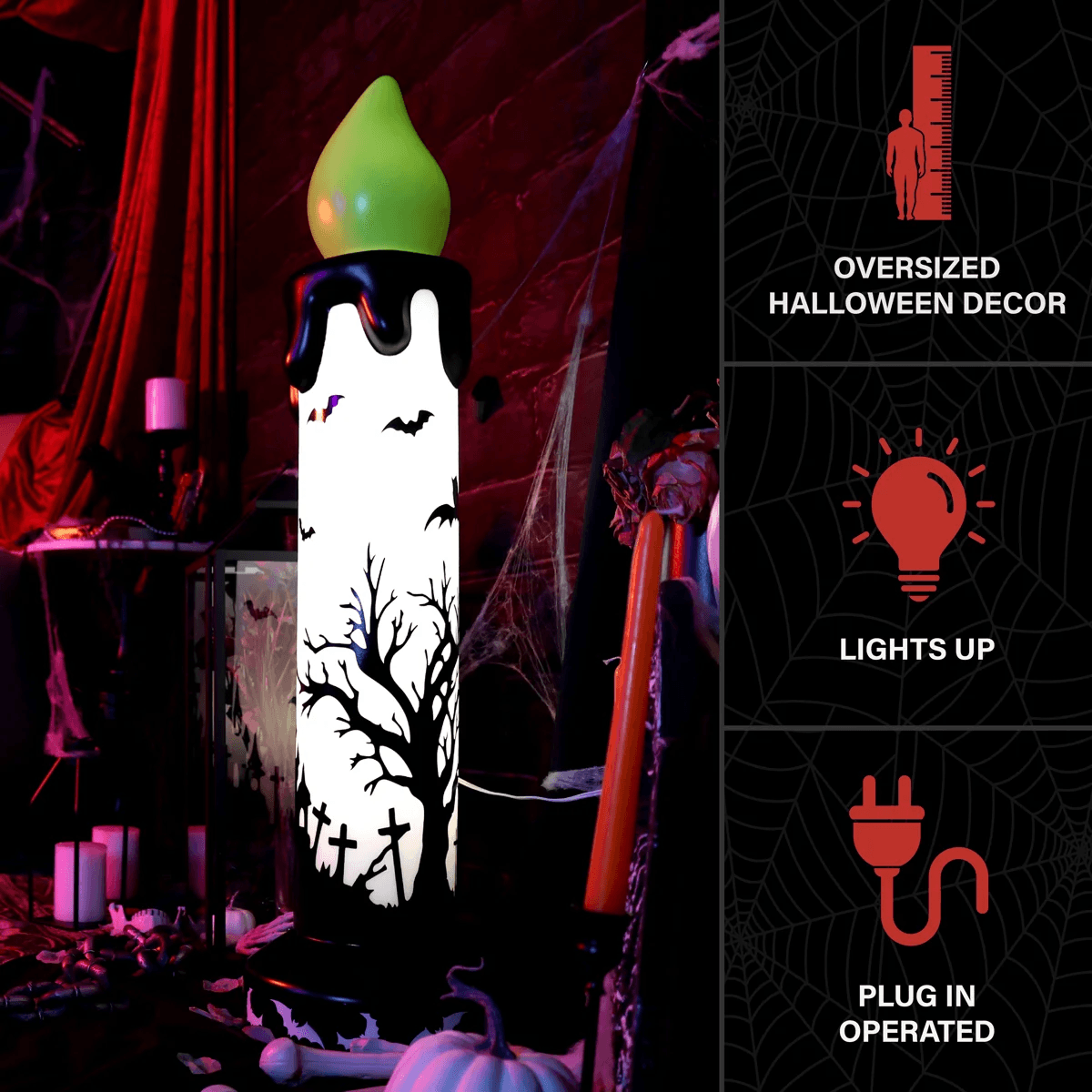 LED Flickering Halloween Candle With Dripping Wax Design 9
