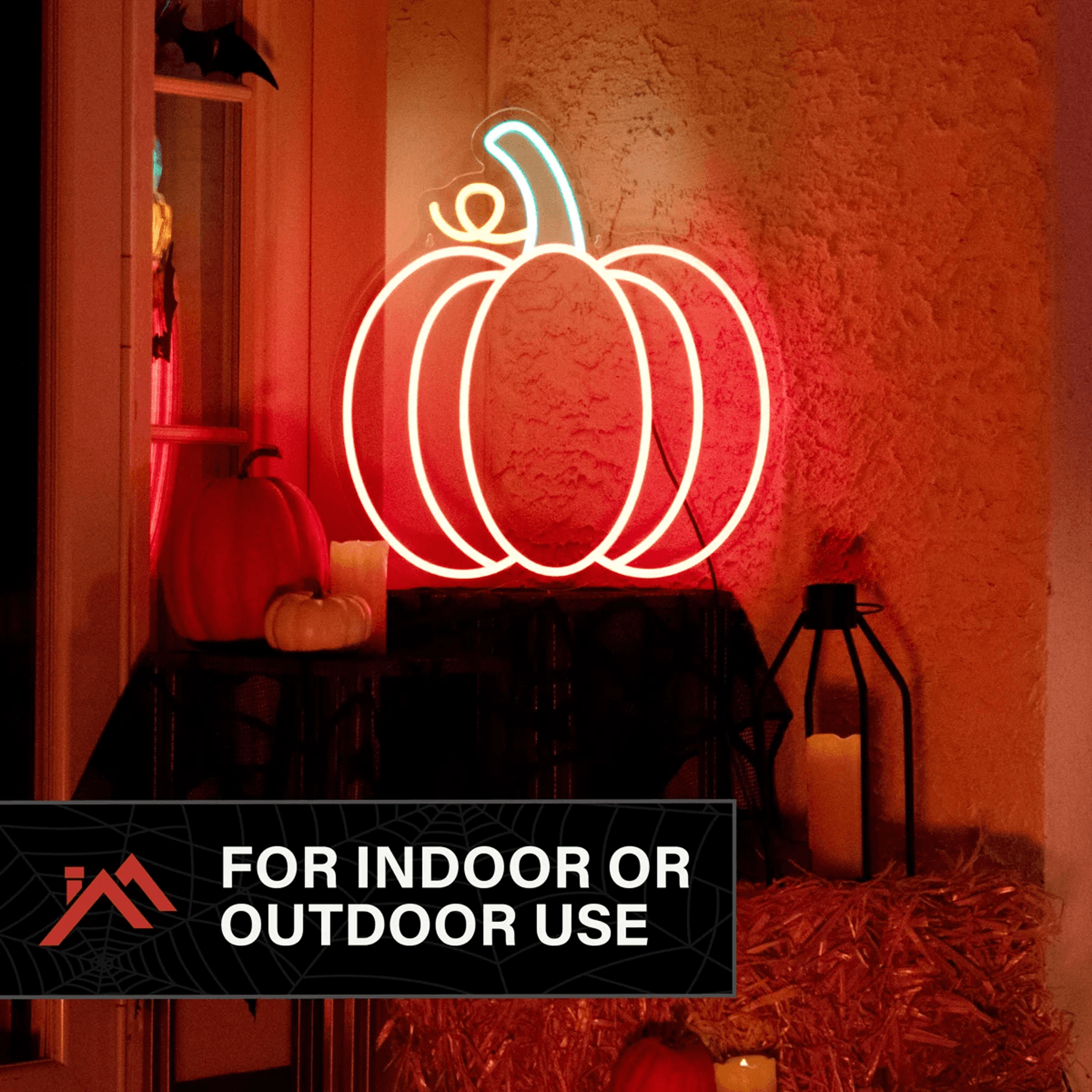 Neon LED Pumpkin Halloween Wall Decoration With Orange And Yellow Lights 12