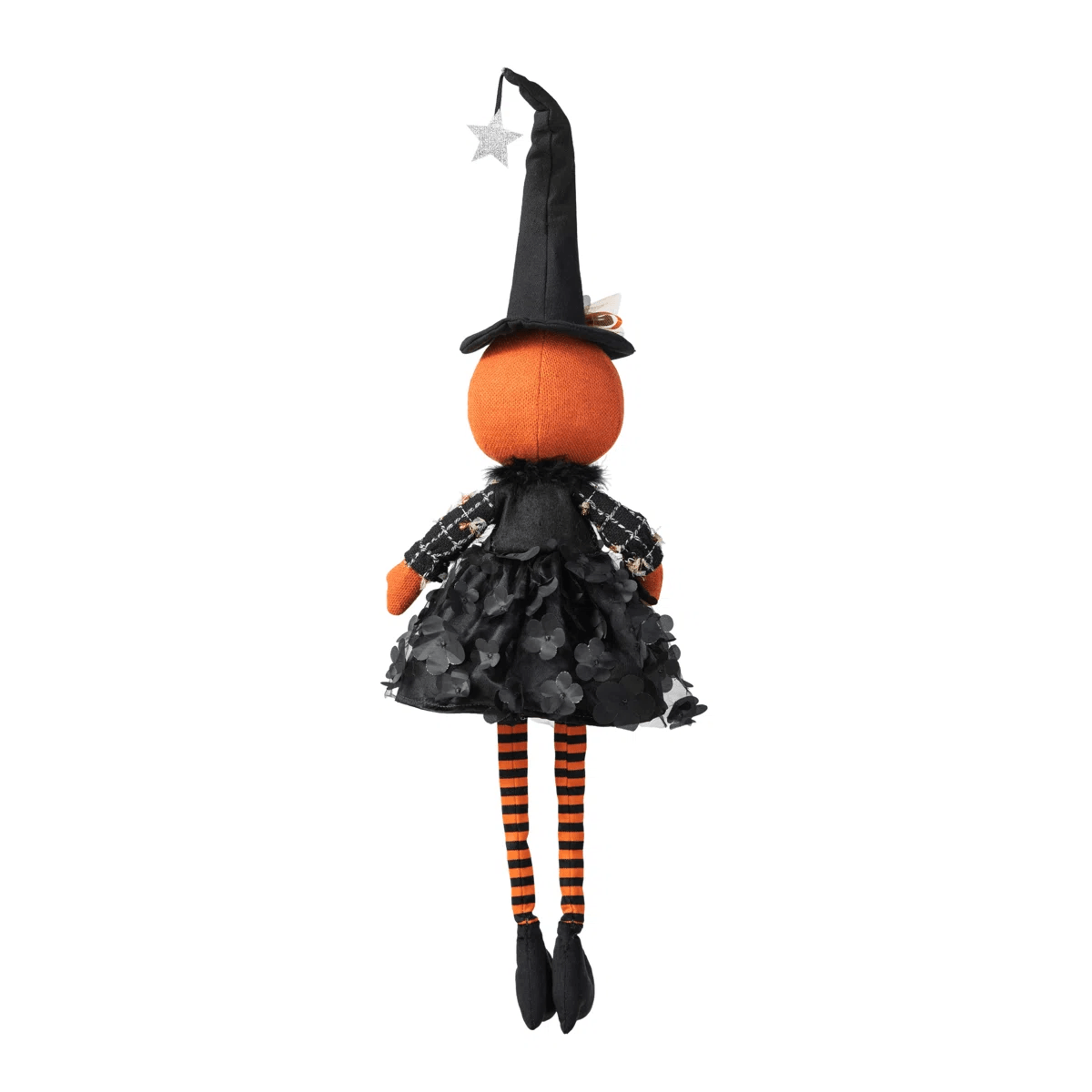 Handmade Witch Pumpkin Halloween Decoration With Fabric Outfit 2