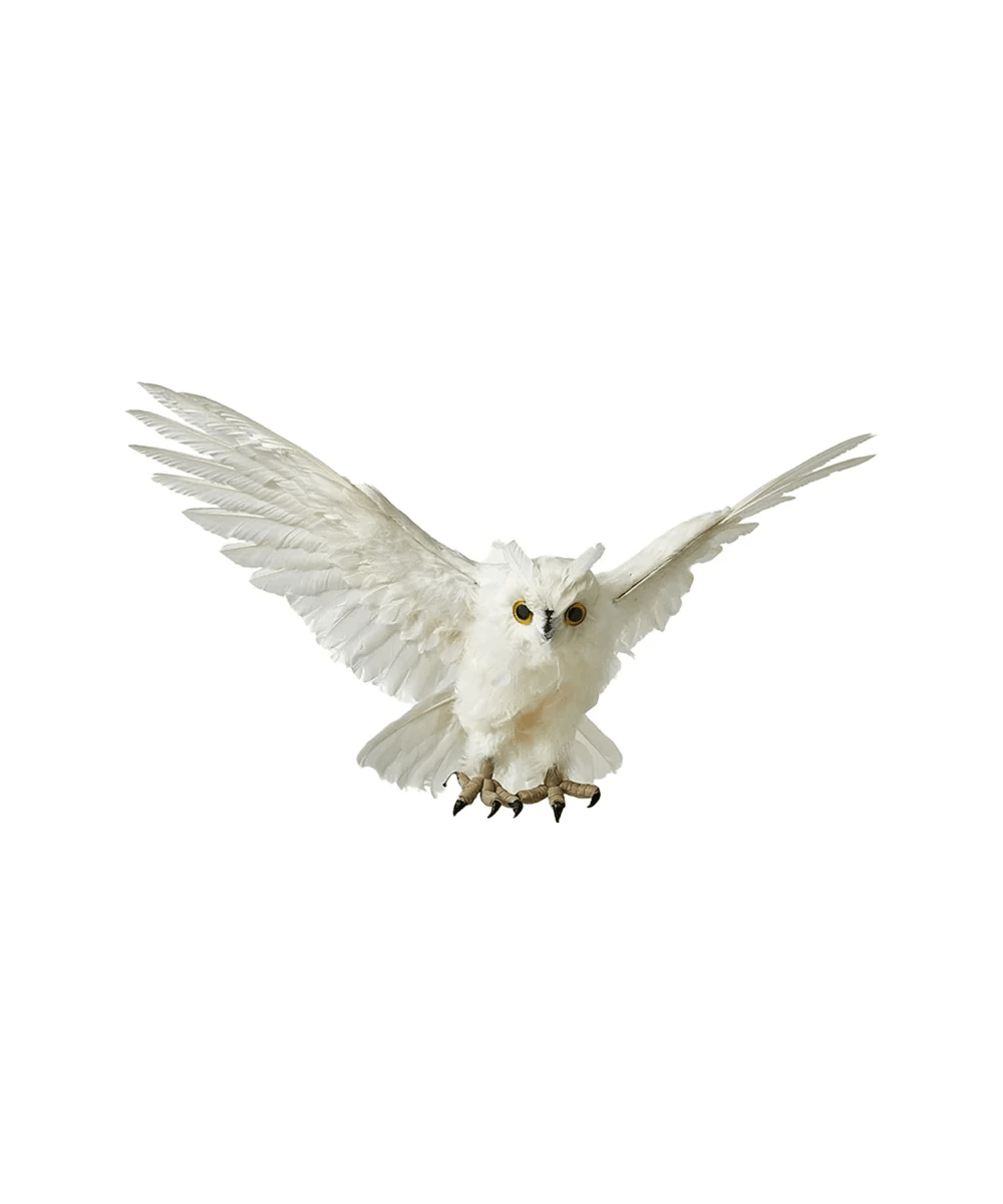 Realistic White Flying Owl Hanging Decoration With Feathers For Halloween And Christmas 0