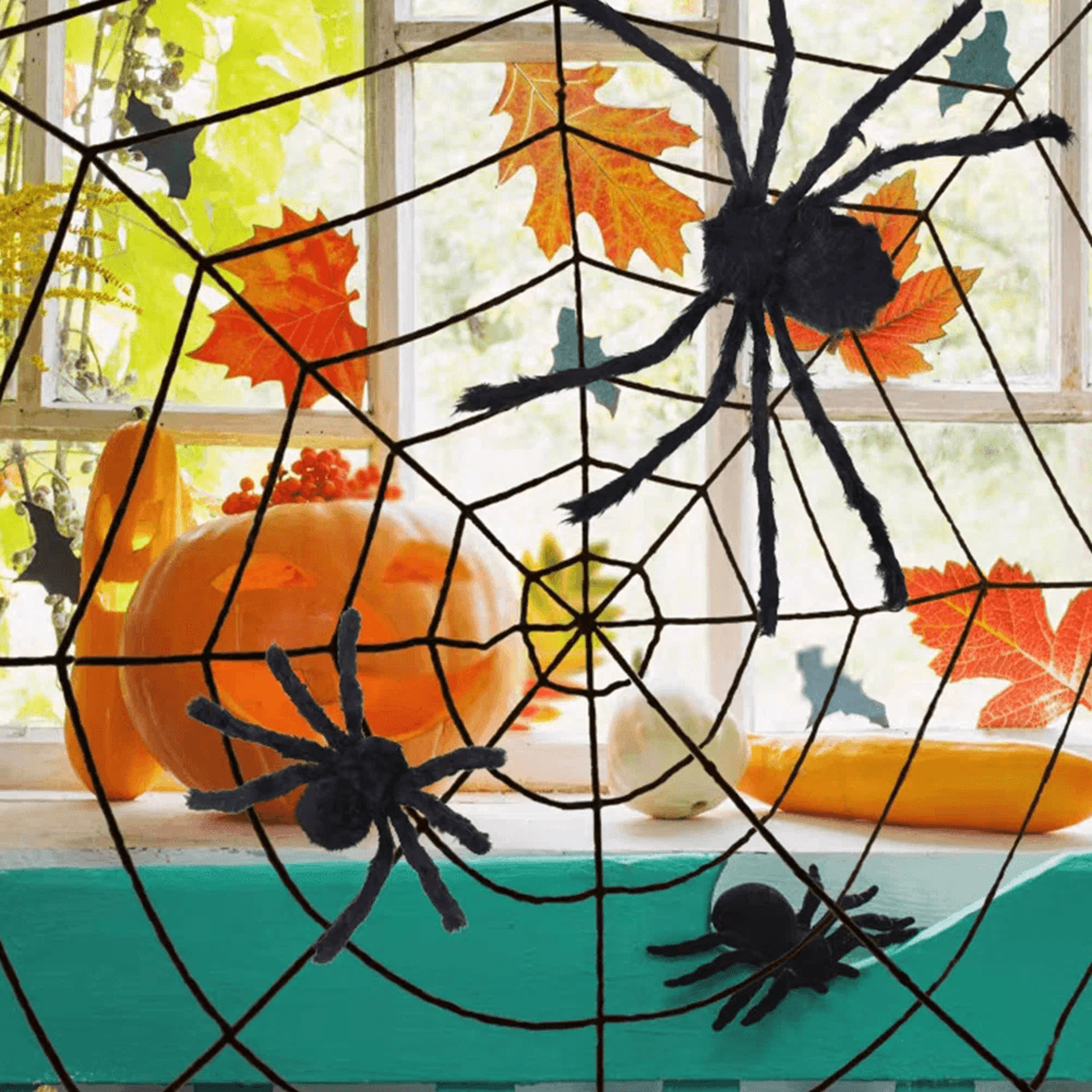 Halloween Spider Web Outdoor Decoration Black Stretchable Web 2