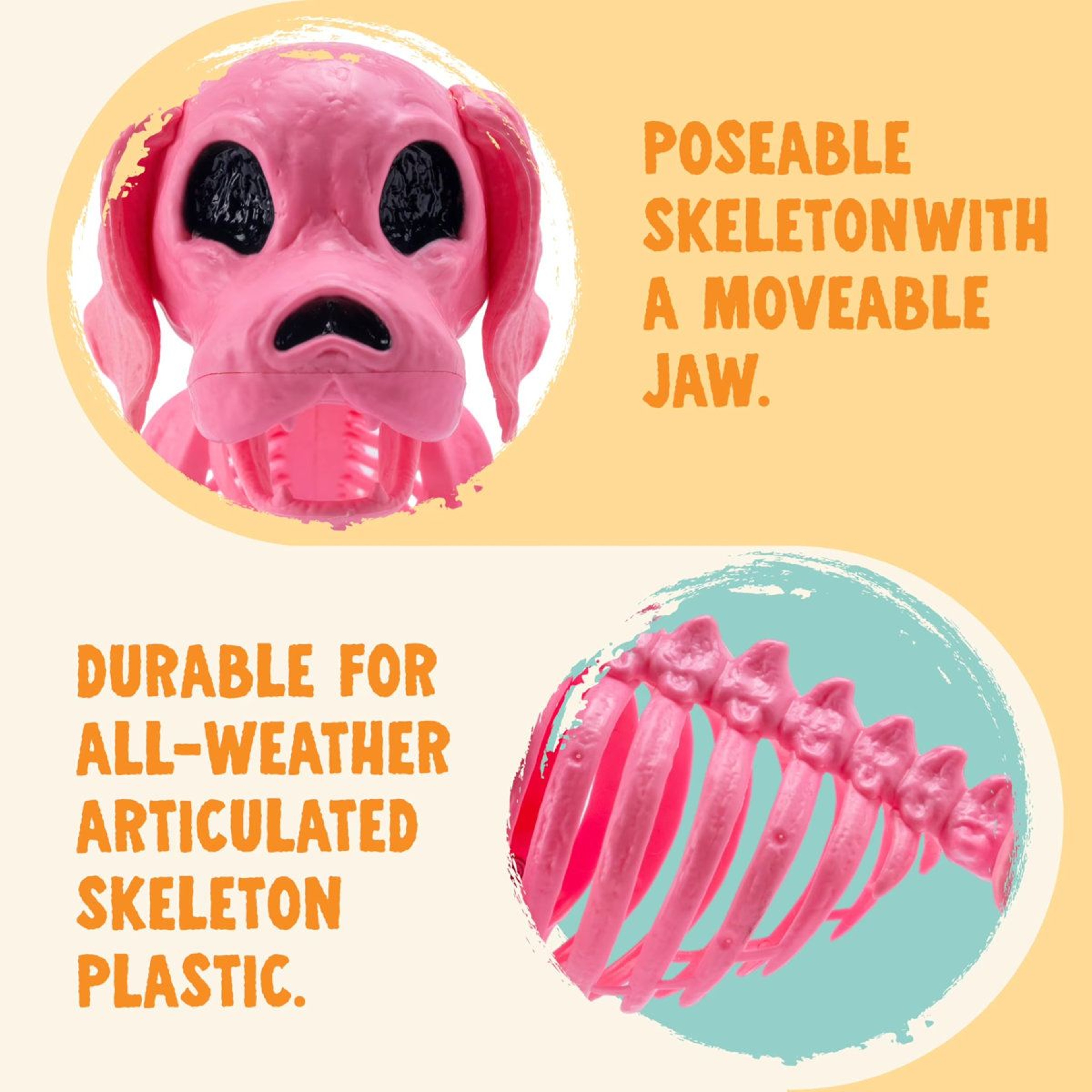 Posable Pink Dog Skeleton Halloween Decoration For Indoor And Outdoor Displays 5