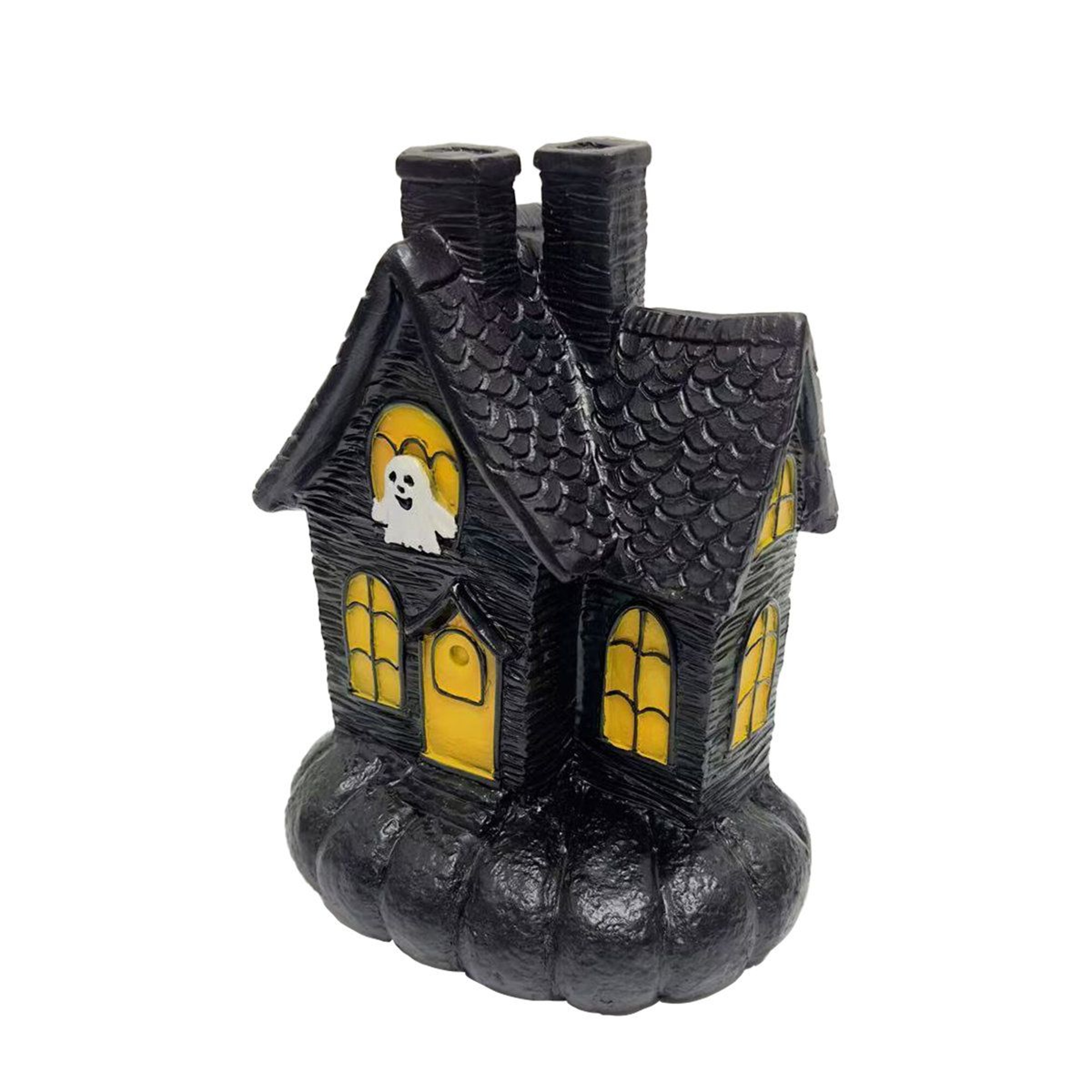 Three Piece Lighted Haunted House Set With LED Lights For Halloween Decor 10