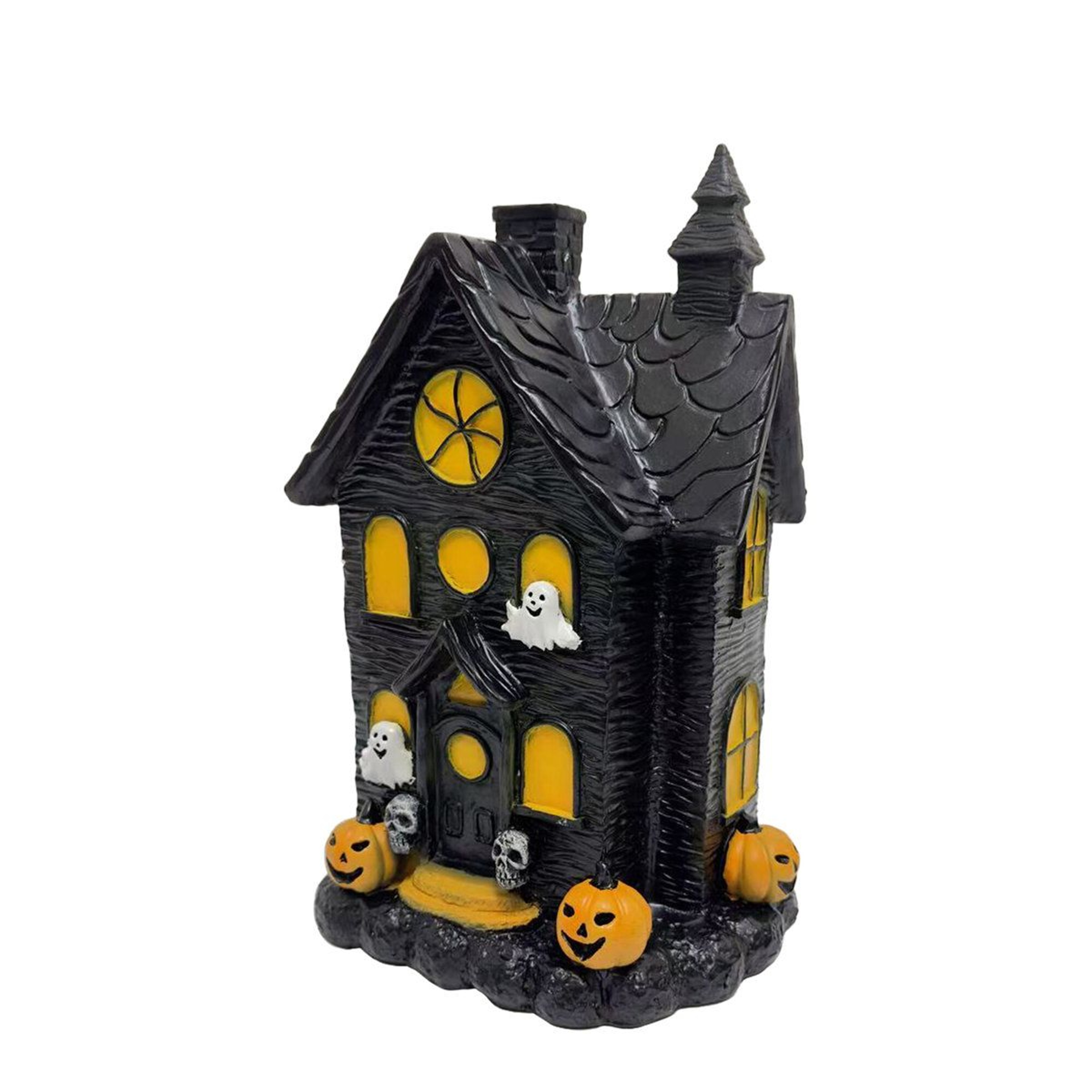 Three Piece Lighted Haunted House Set With LED Lights For Halloween Decor 3