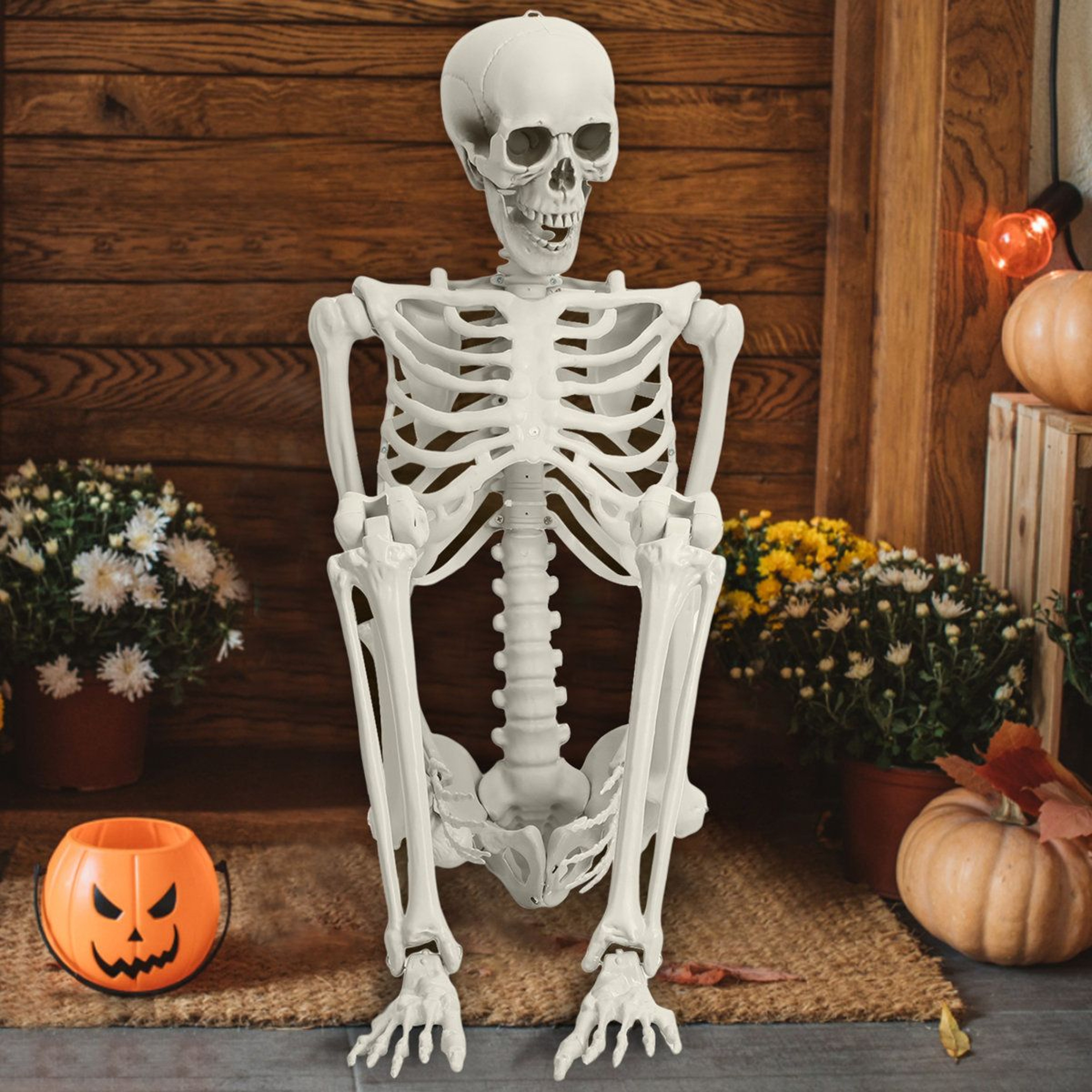 Poseable Halloween Skeleton Prop With Movable Joints And Realistic Bones 0