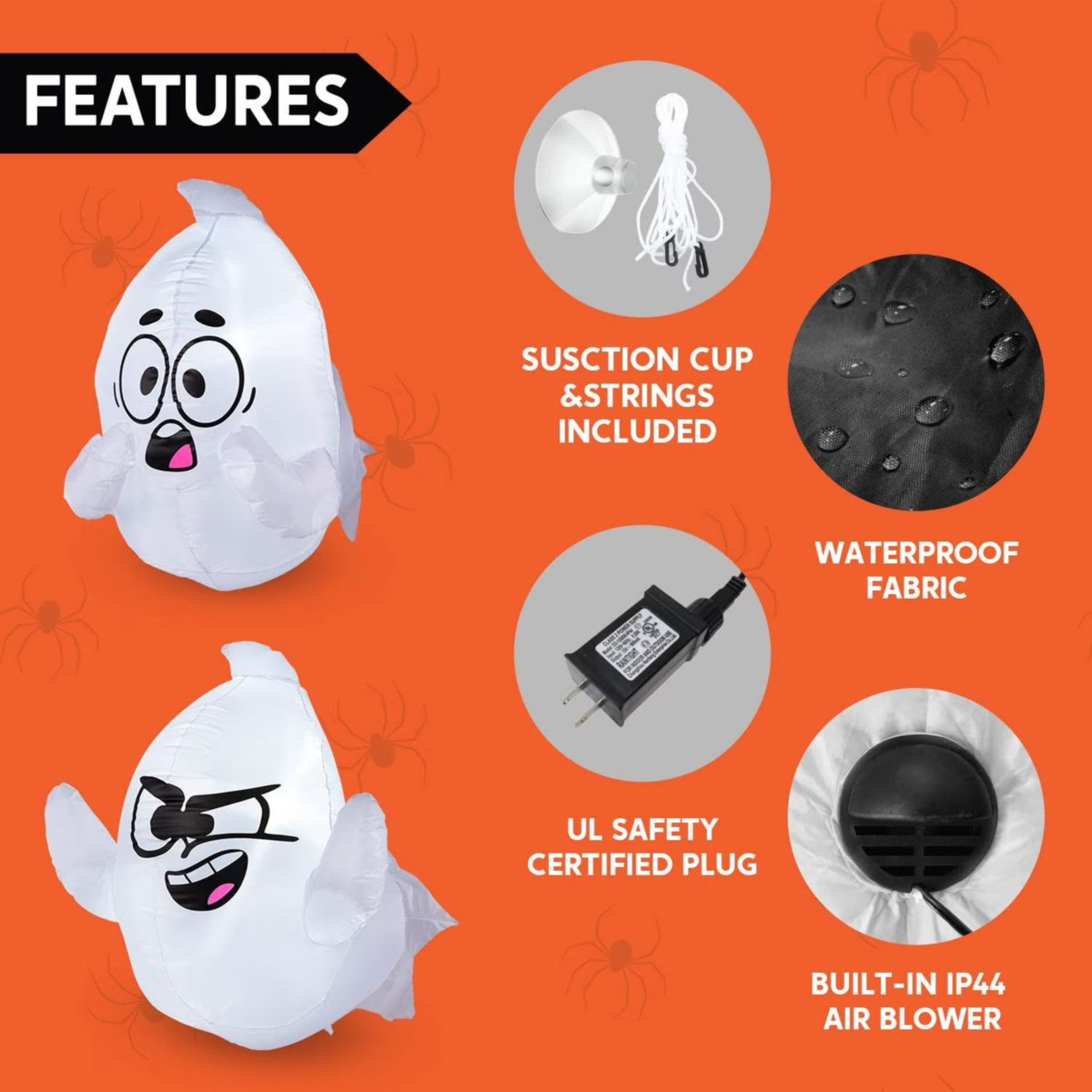 2 Pack Halloween Inflatable Window Ghost Decorations With LED Lights 1