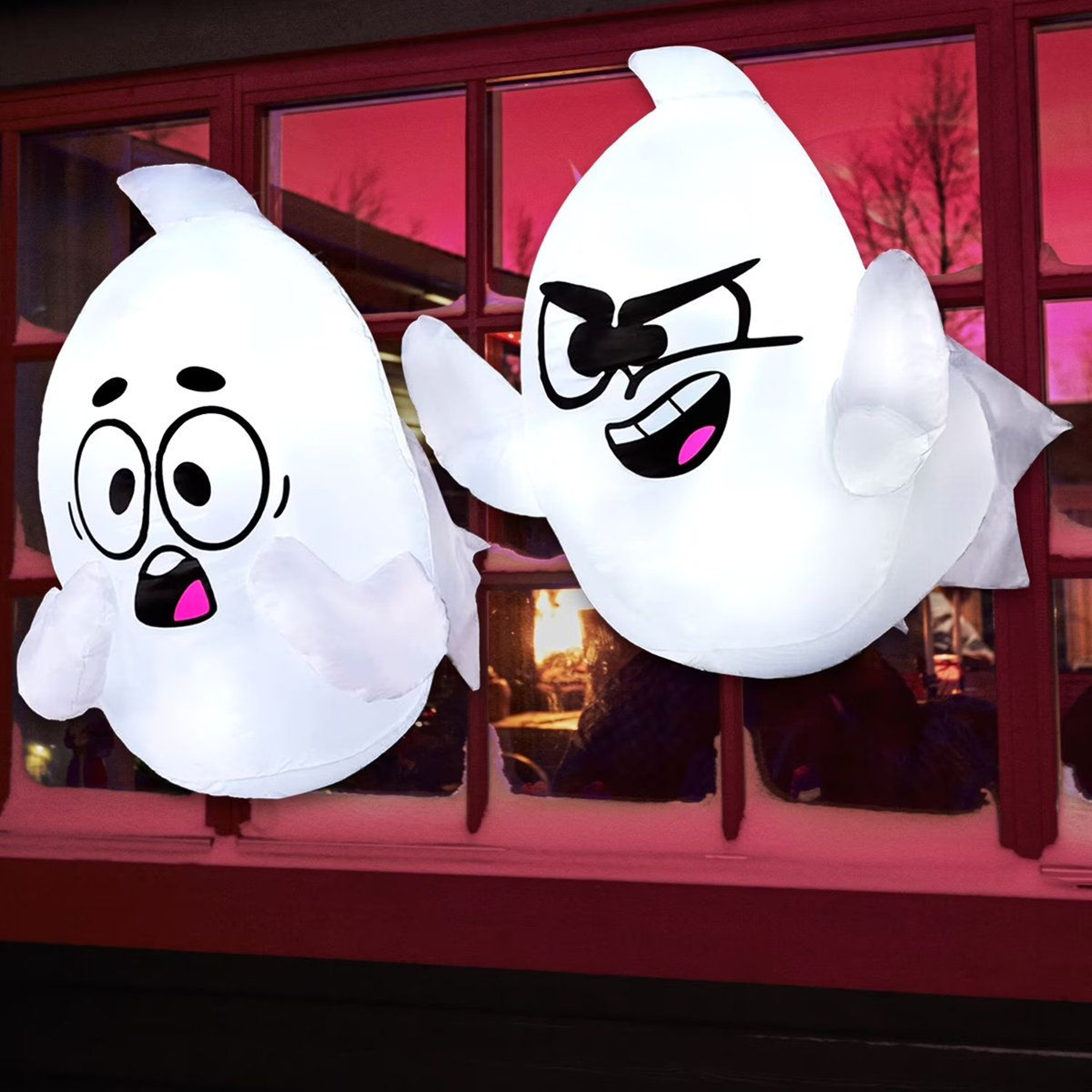 2 Pack Halloween Inflatable Window Ghost Decorations With LED Lights 9
