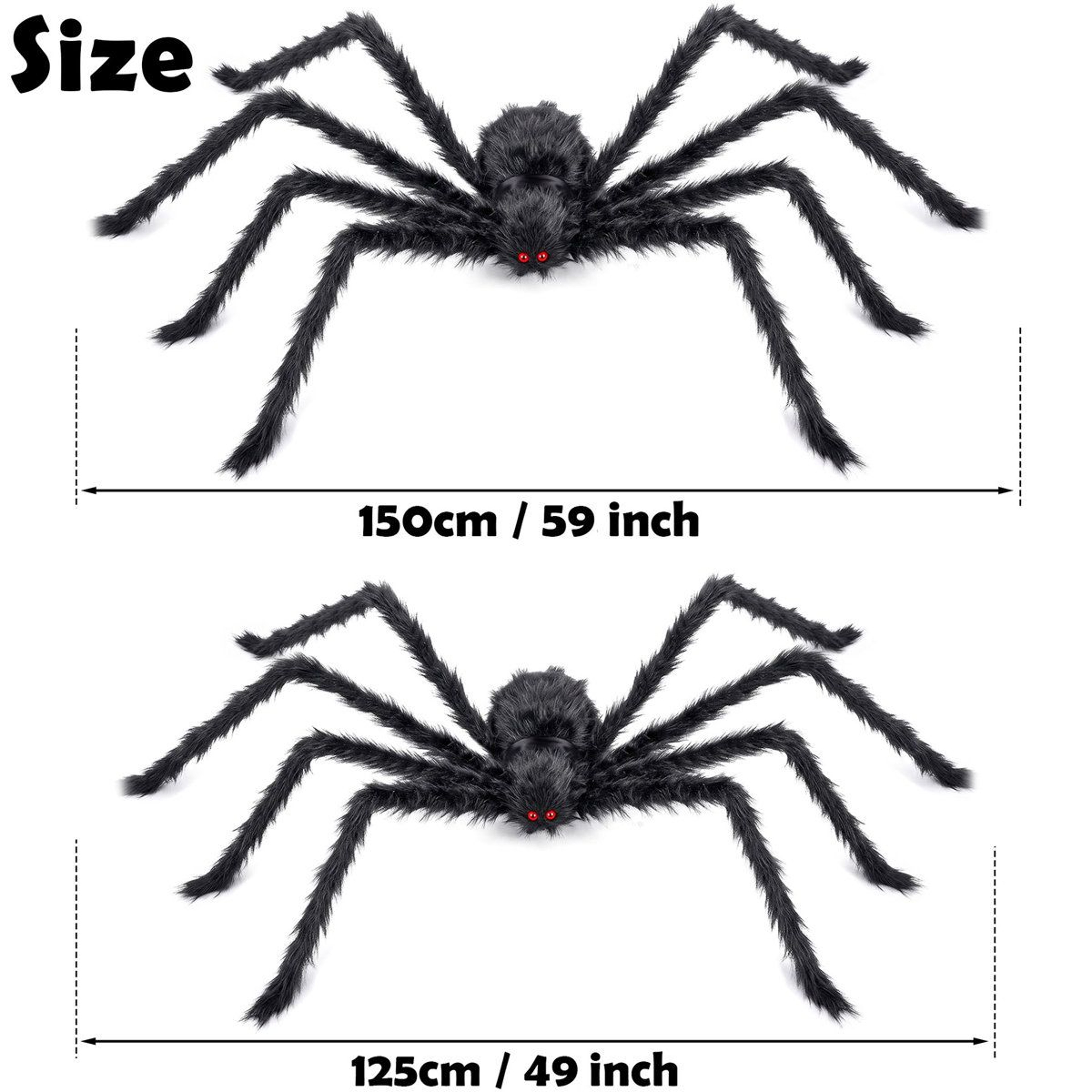 Giant Halloween Spider Decorations Set Of 2 With Bendable Legs And Red Eyes 3