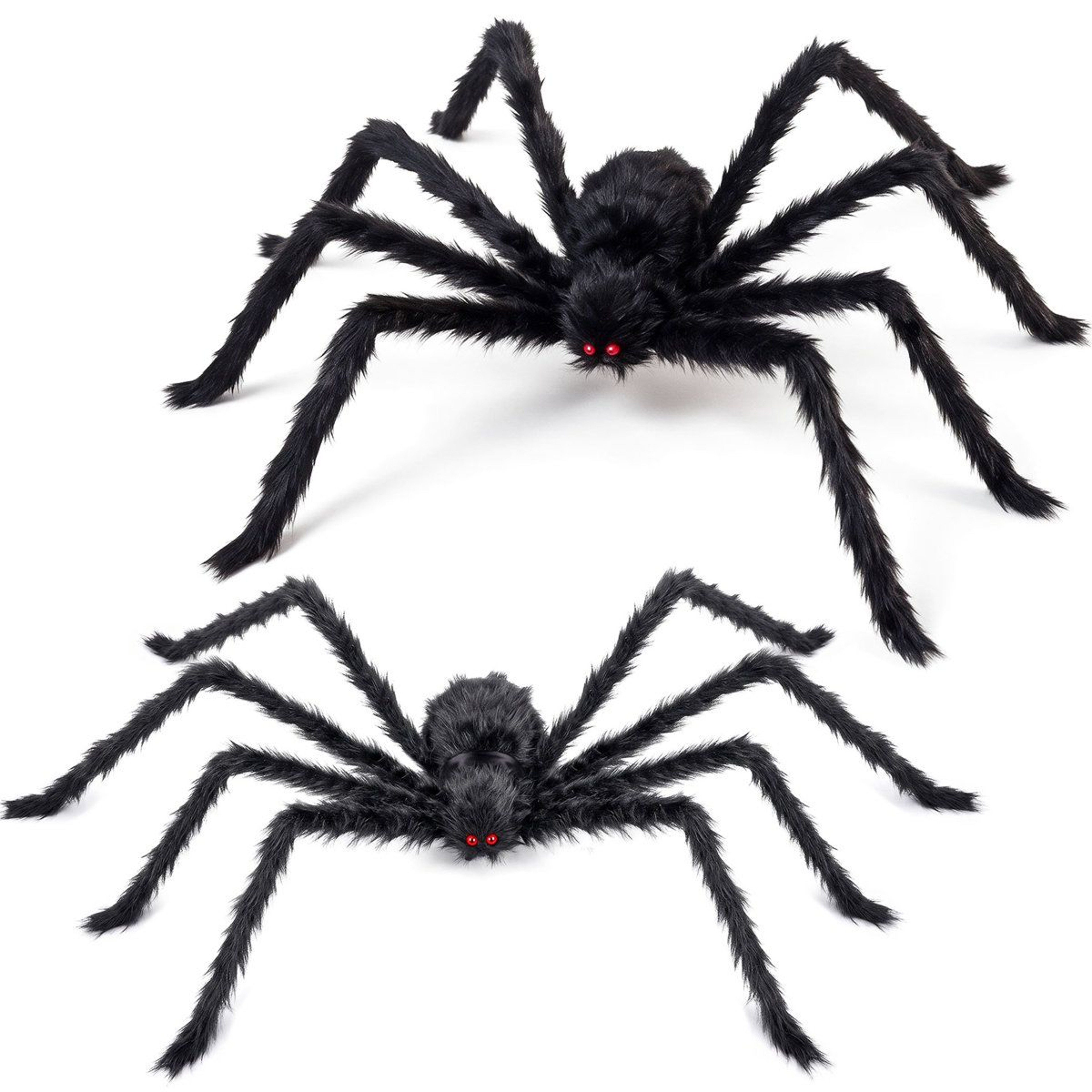 Giant Halloween Spider Decorations Set Of 2 With Bendable Legs And Red Eyes 0