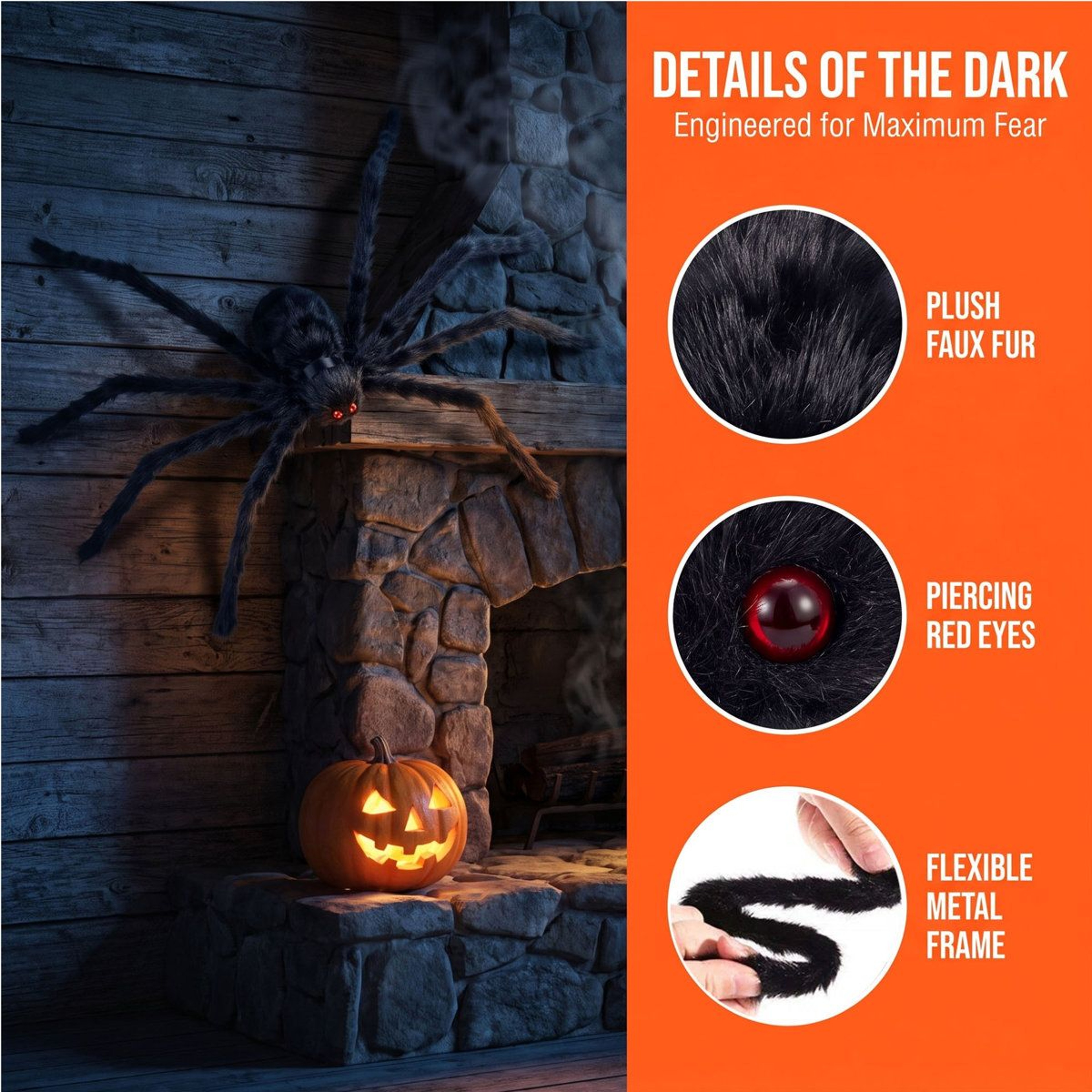 Giant Halloween Spider Decorations Set Of 2 With Bendable Legs And Red Eyes 5