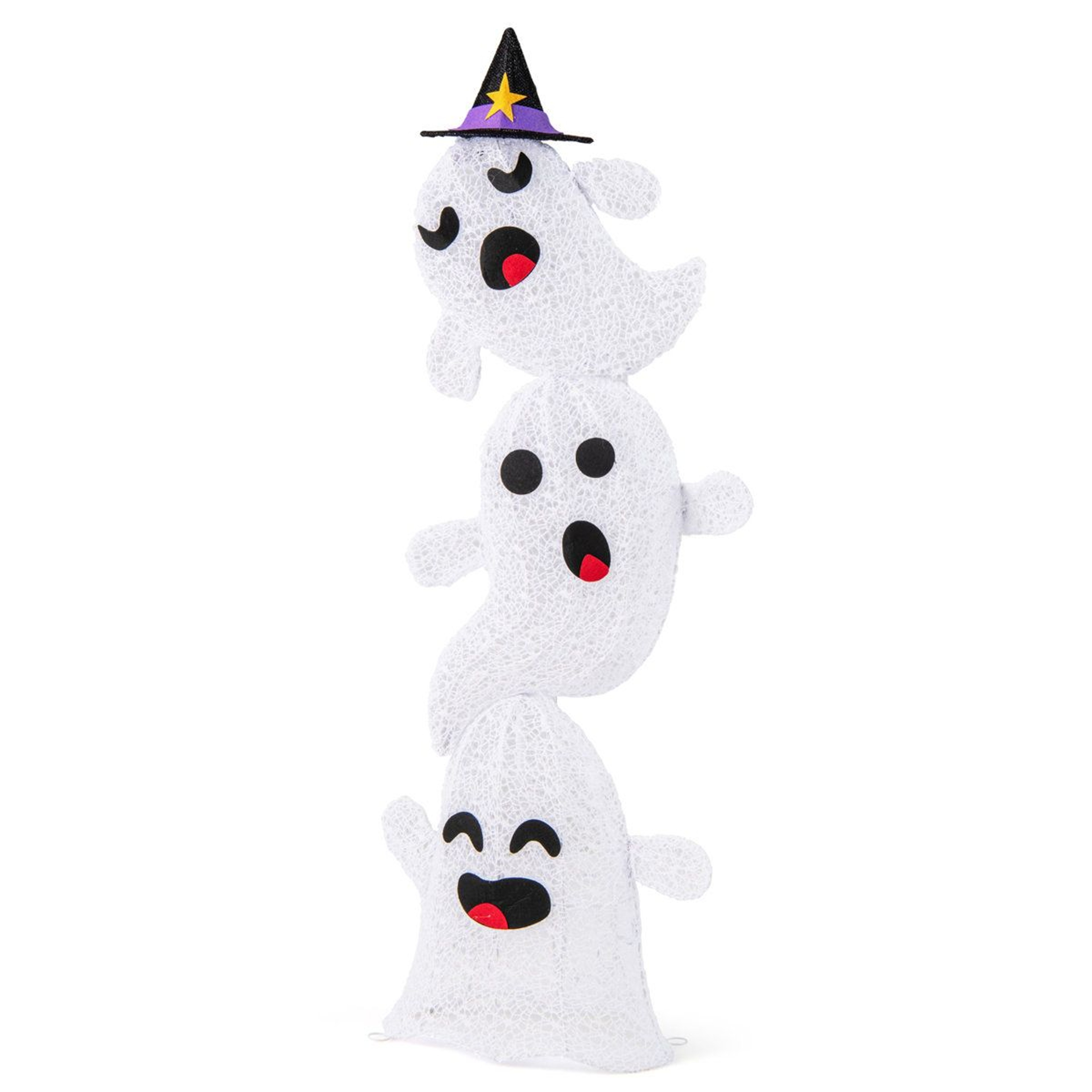 Outdoor Halloween Stacked Ghost Decoration With LED Lights 4