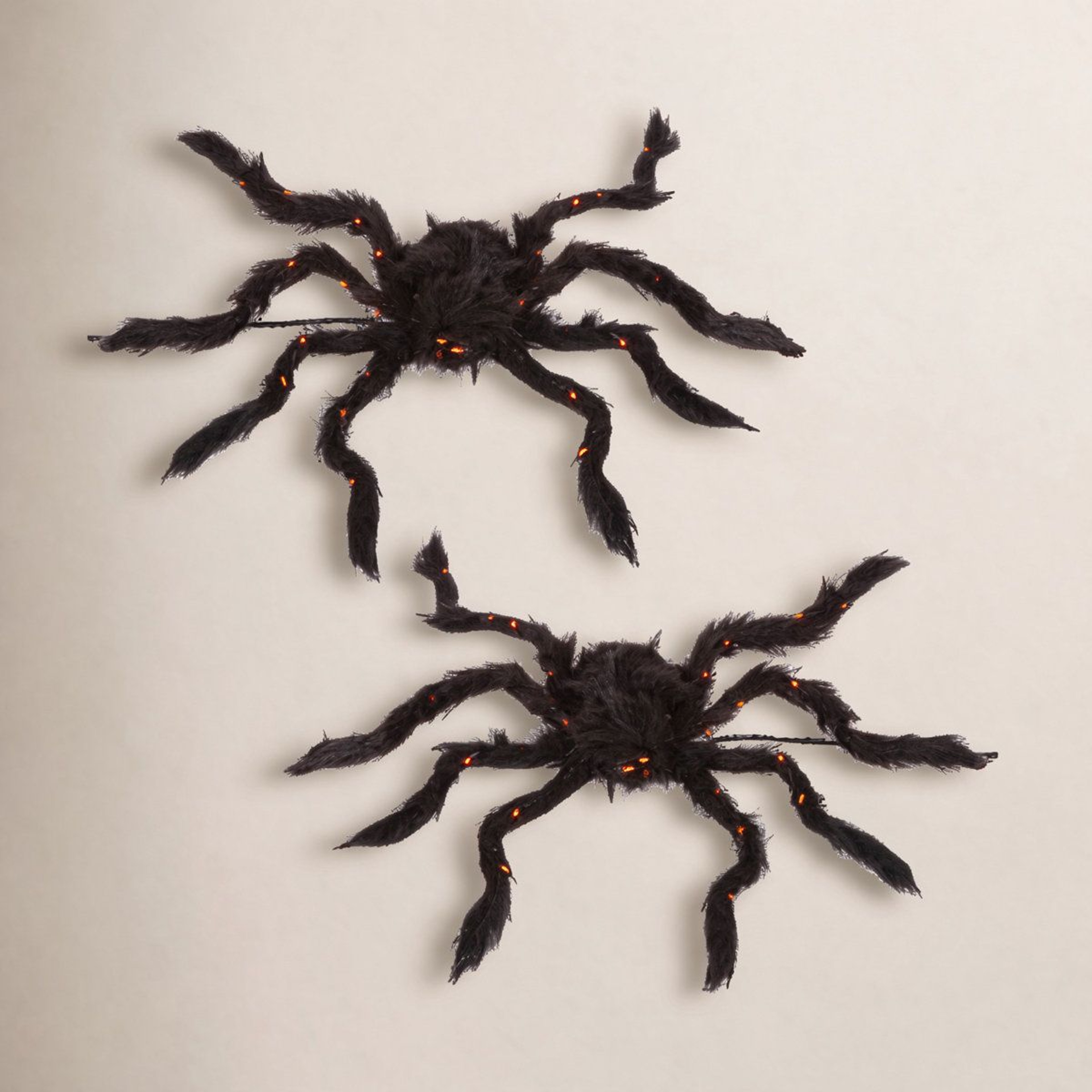 Lighted Fuzzy Halloween Spider Decorations With Bendable Legs Set Of 2 0