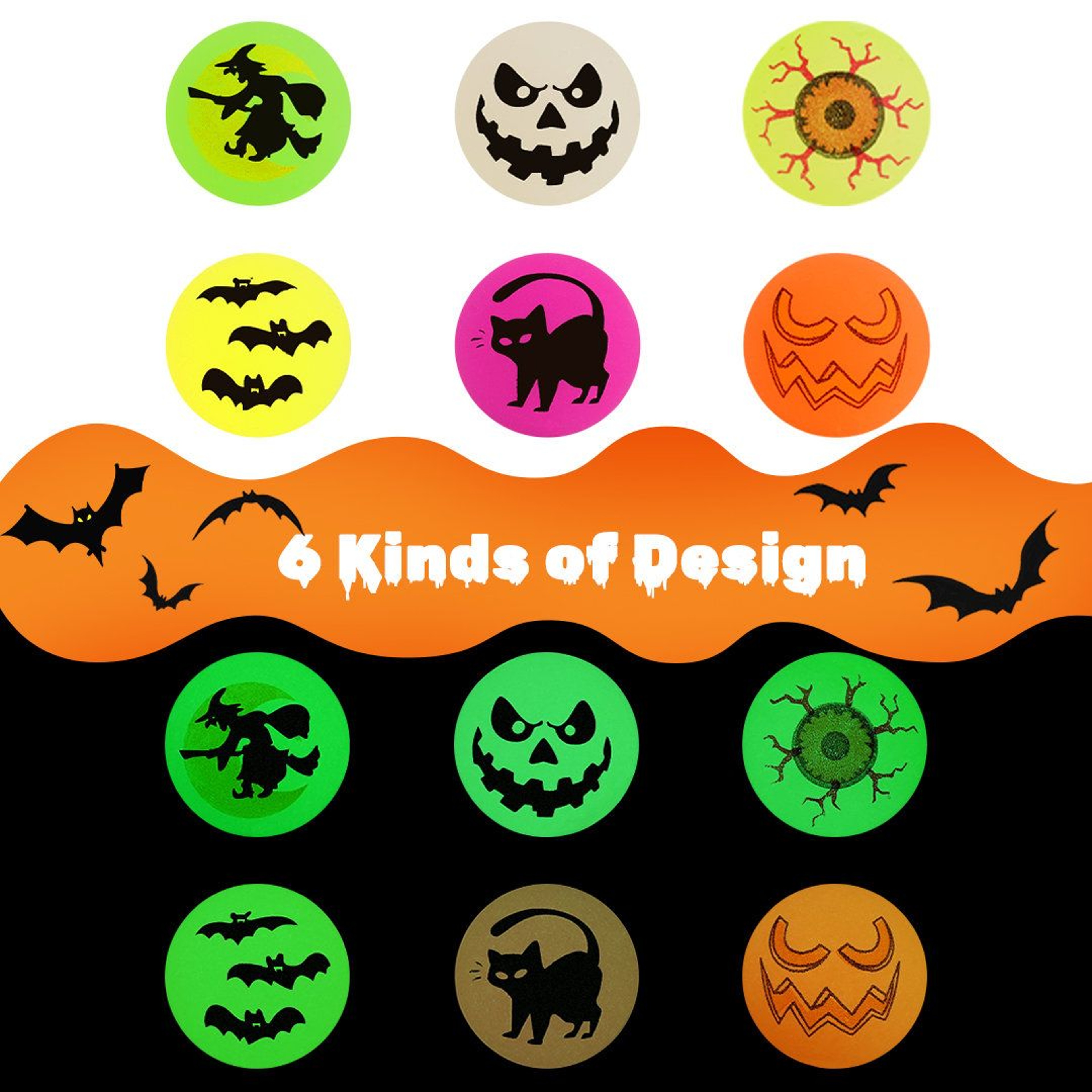 72 Piece Glow In The Dark Halloween Bouncy Balls For Party Favors And Goodie Bags 5