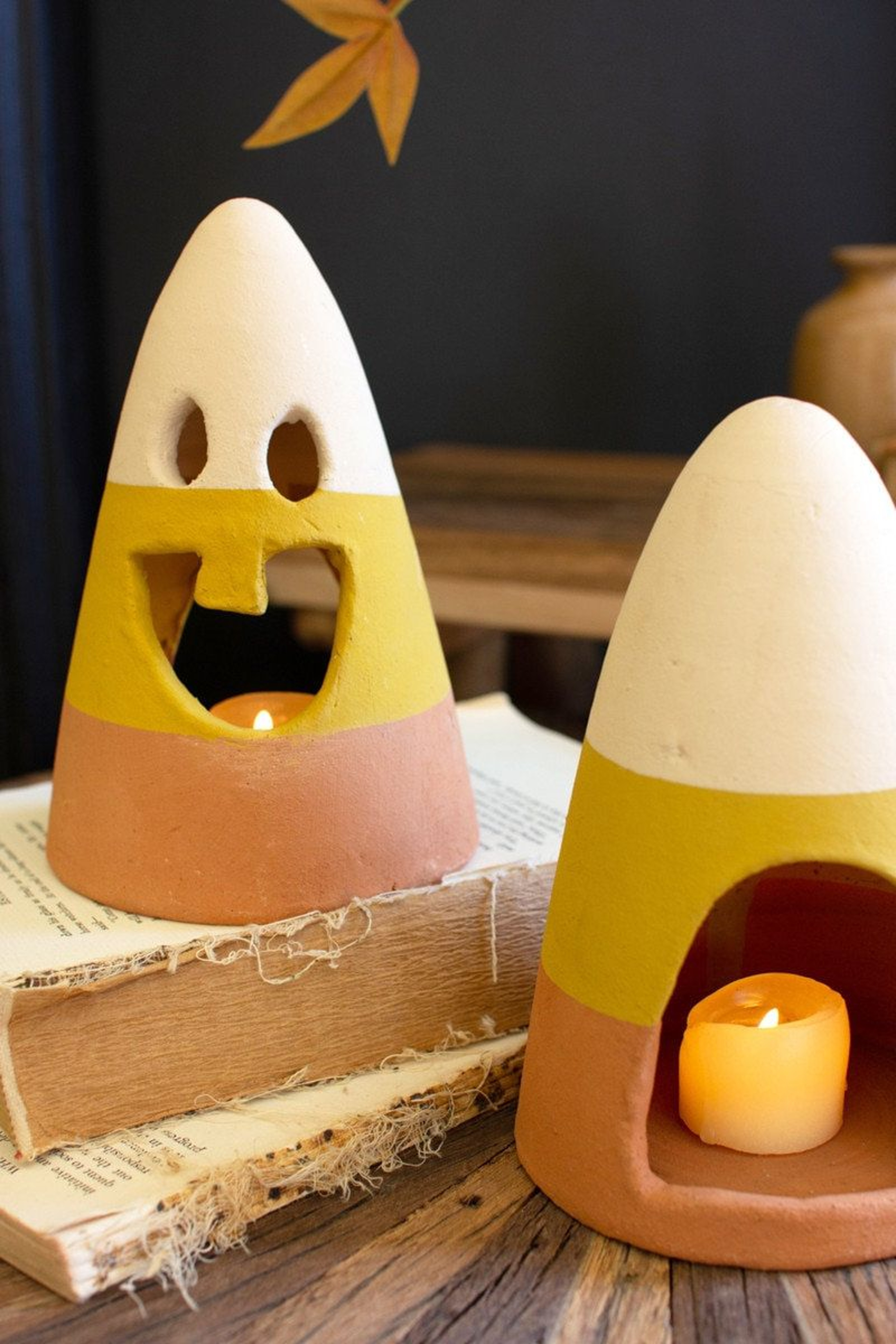 Candy Corn Lanterns Set Of 2 Handmade Fall And Halloween Decor 5