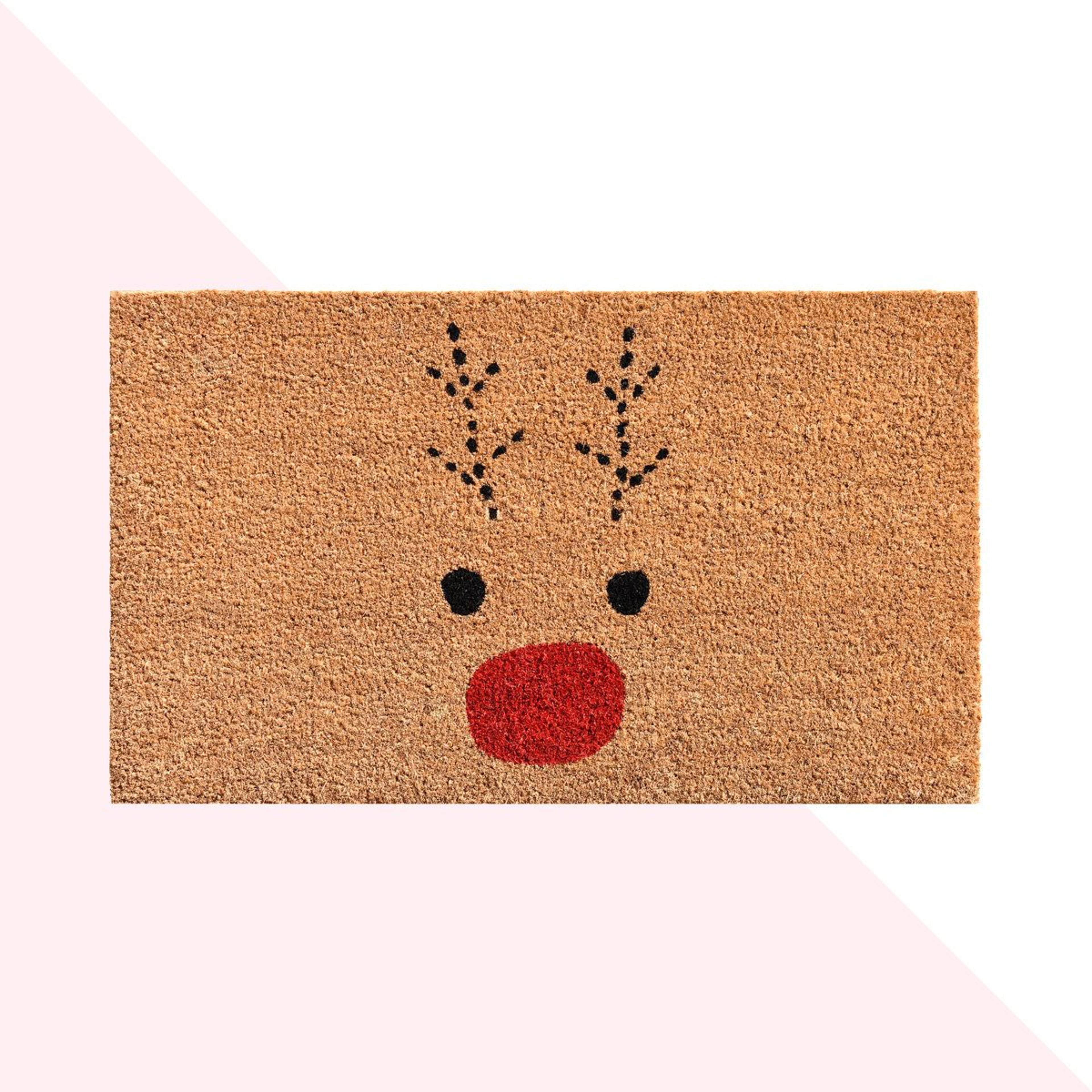 Reindeer Christmas Doormat With NonSlip Backing And Natural Coir 1