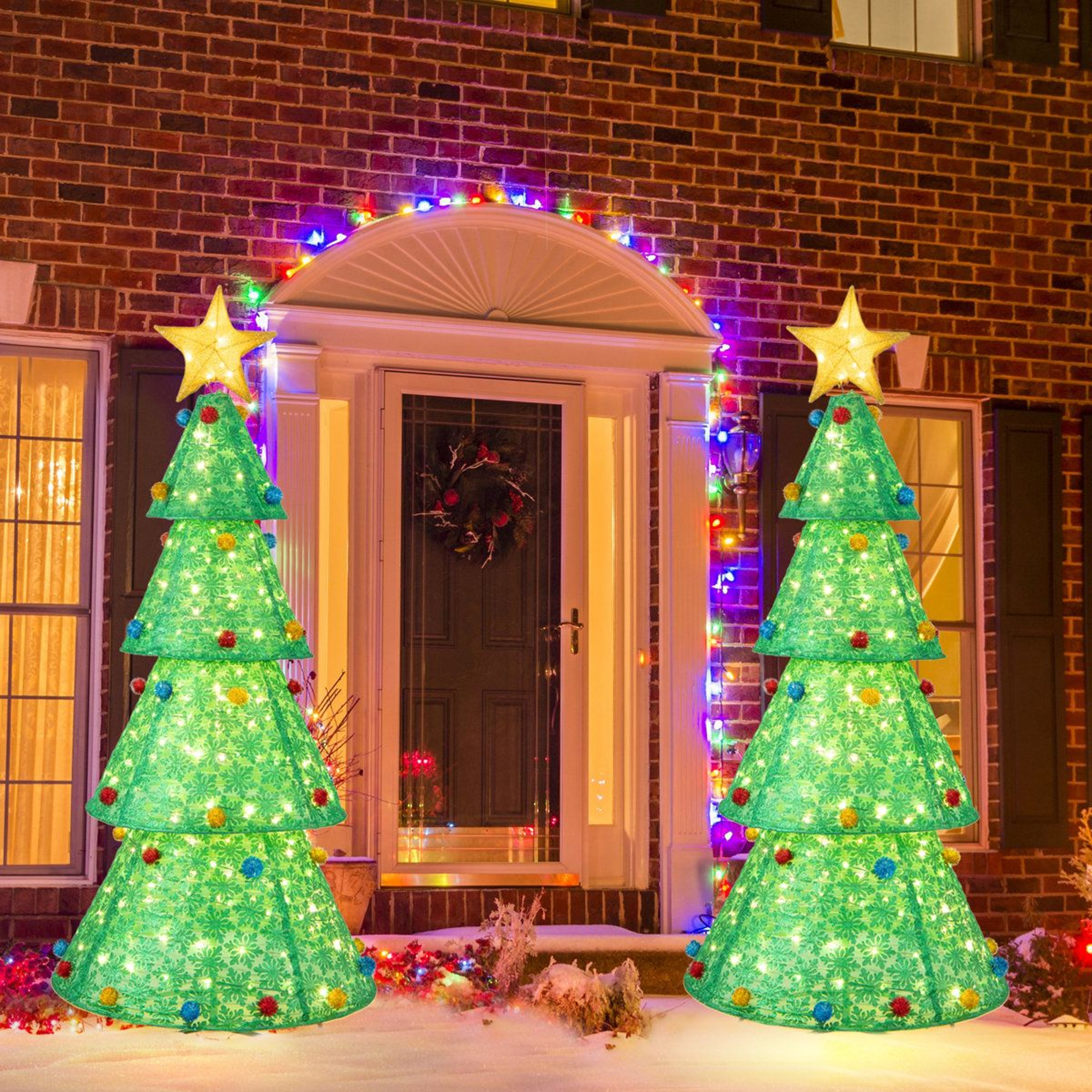 Pop Up Christmas Tree With 200 Warm White LED Lights For Indoor And Outdoor Decor 4