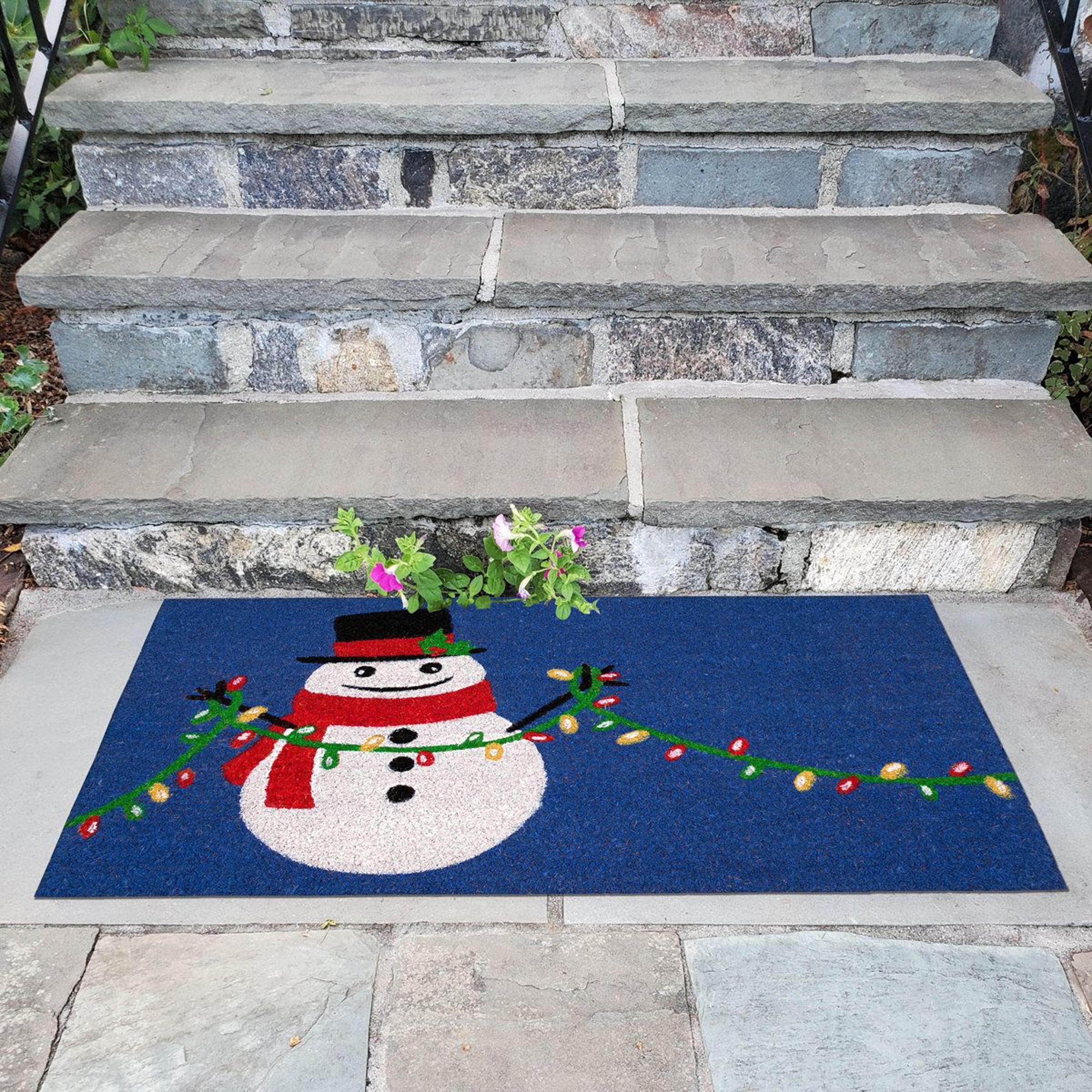 Non Slip Christmas Doormat With Snowman Design And Coir Fibers 6