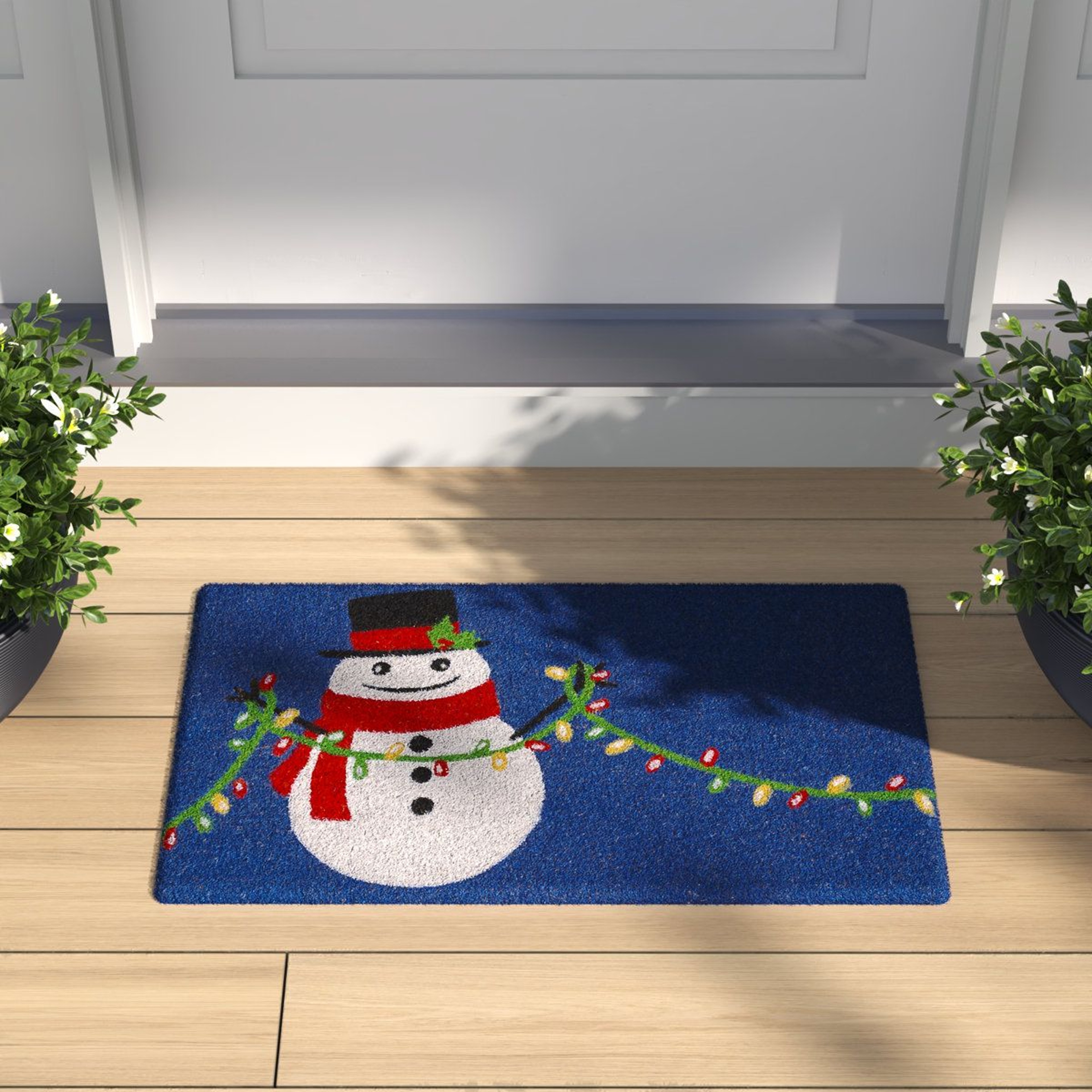 Non Slip Christmas Doormat With Snowman Design And Coir Fibers 10
