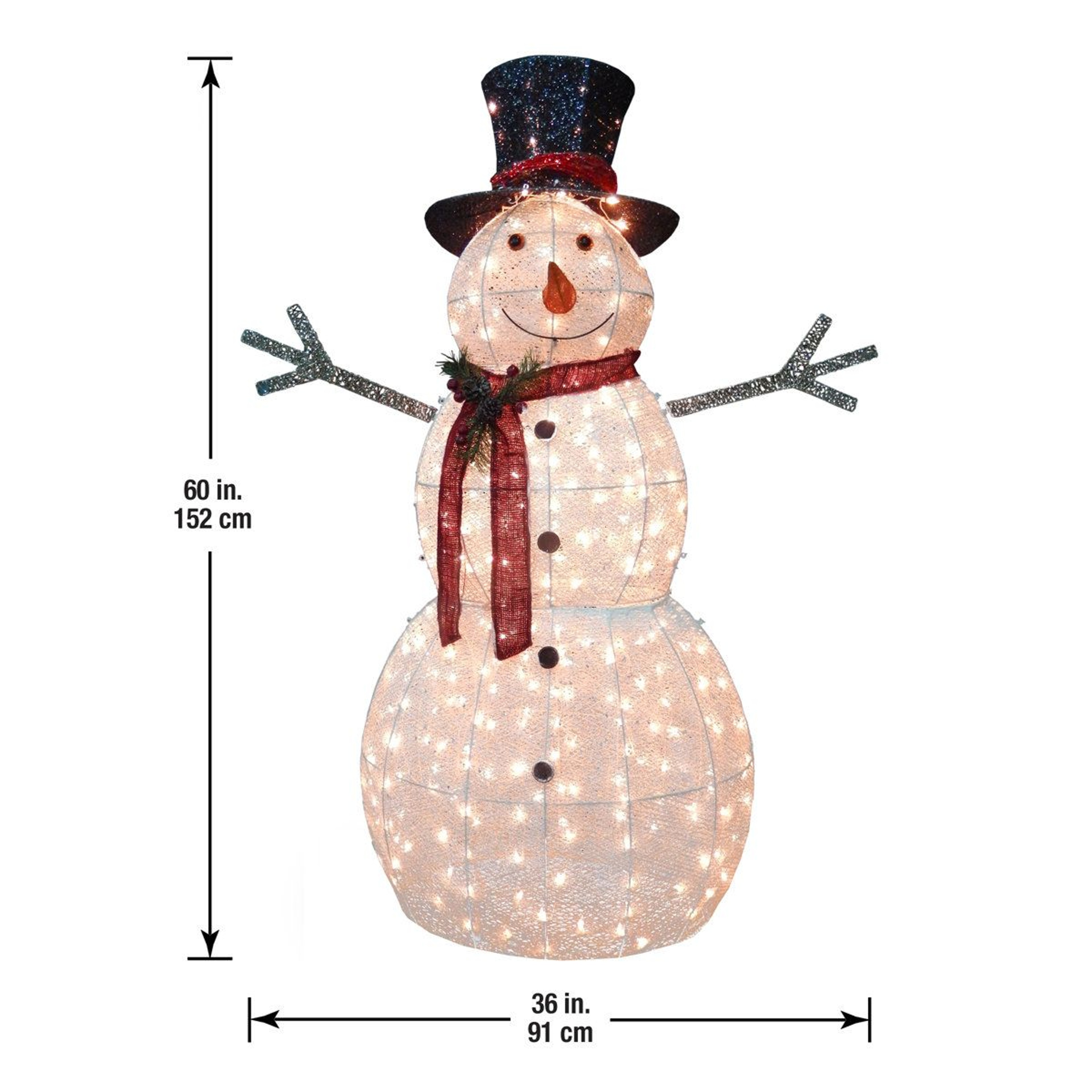 Lighted Outdoor Snowman Decoration With 300 Warm White LED Lights 3