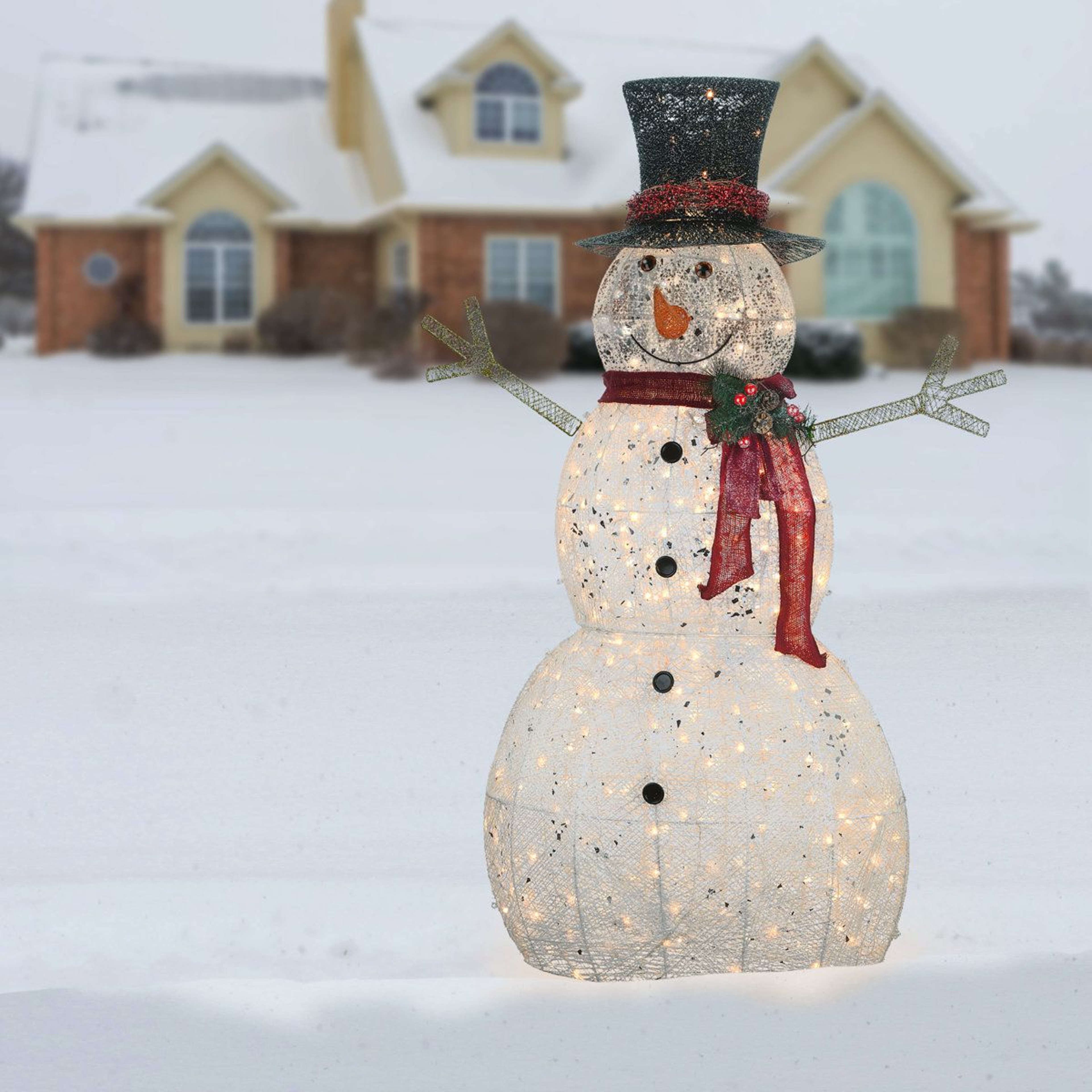 Lighted Outdoor Snowman Decoration With 300 Warm White LED Lights 0