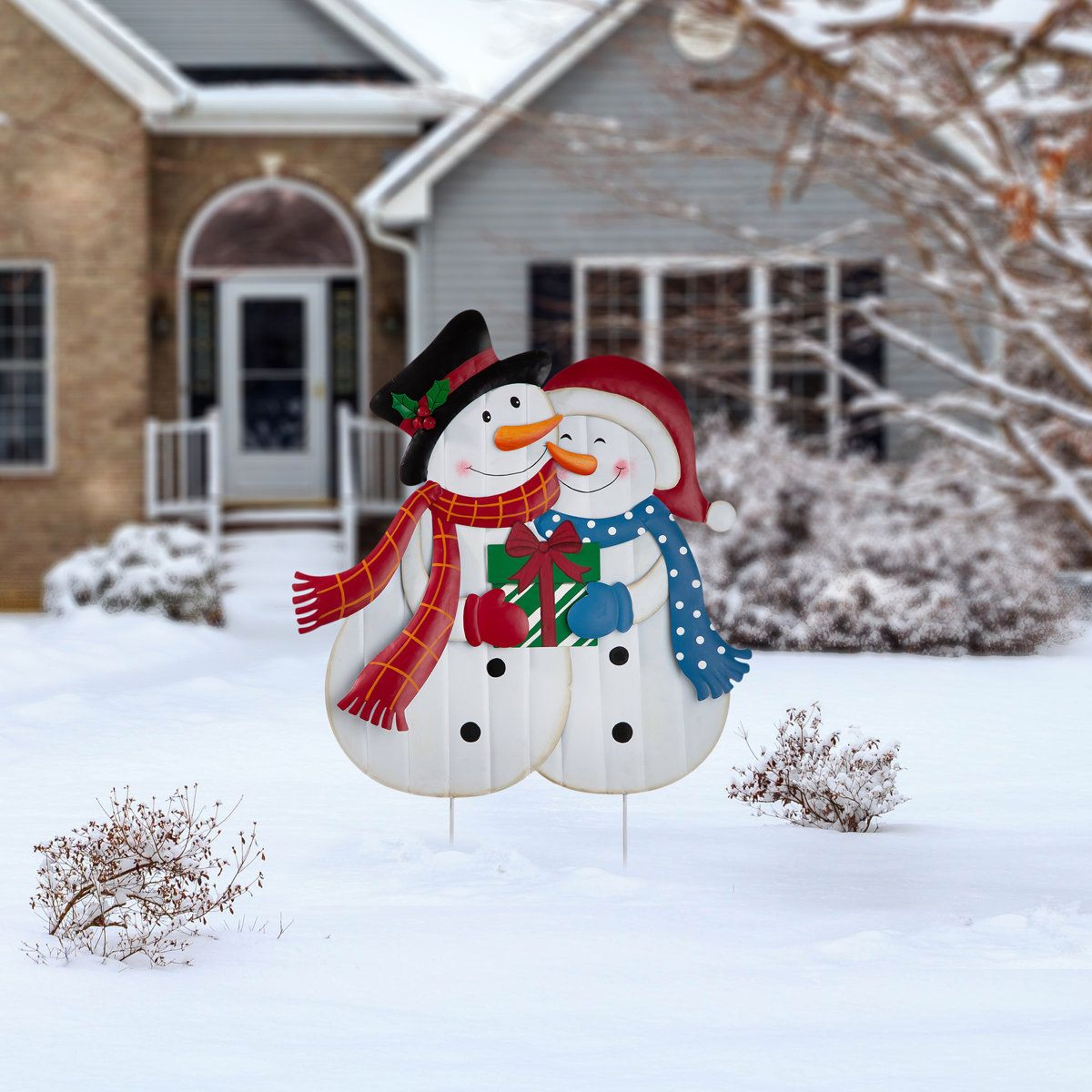 Metal Snowman Yard Stake And Wall Decor 30Inch Christmas Decoration 4