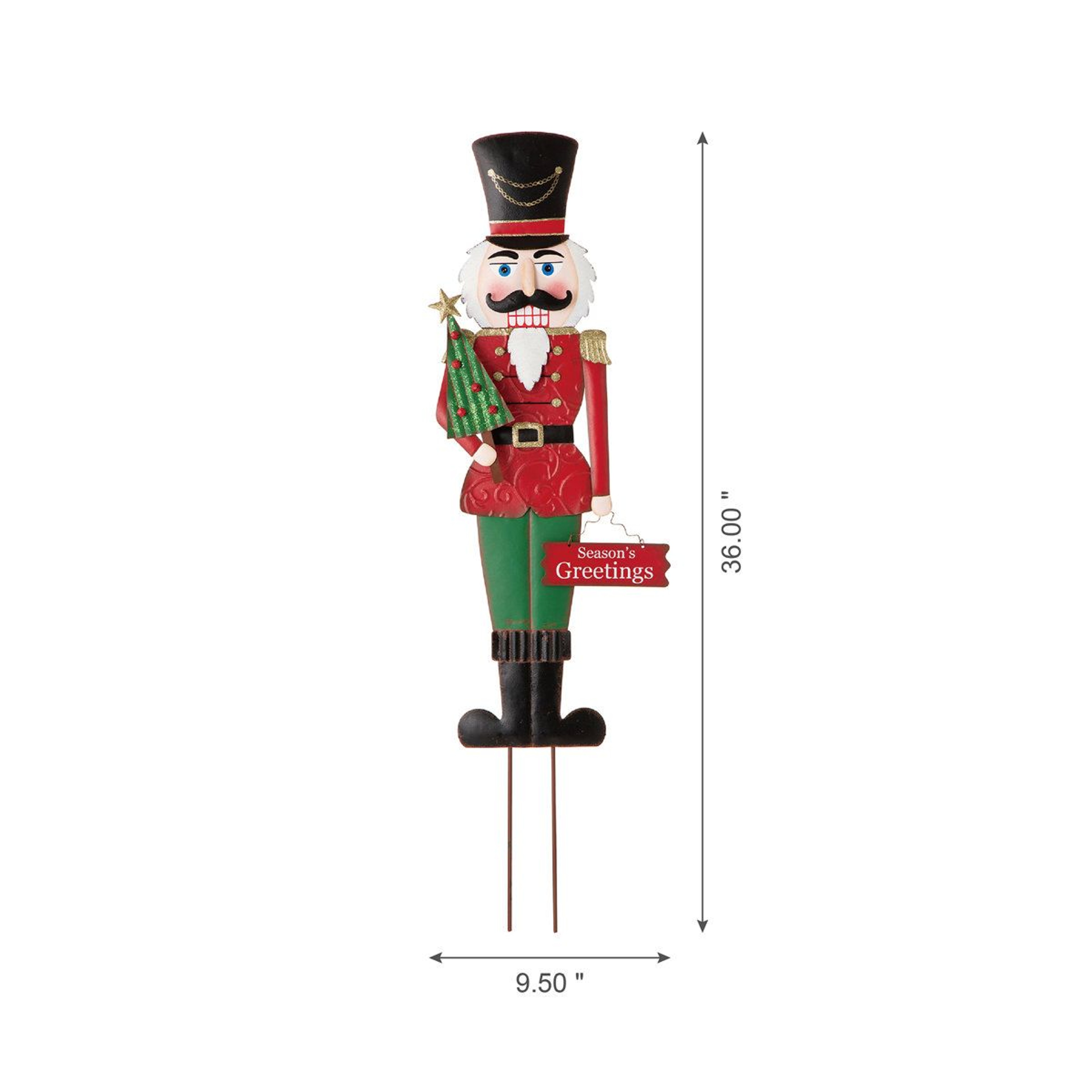 Metal Nutcracker Yard Stake And Wall Decor In Red And Green 5