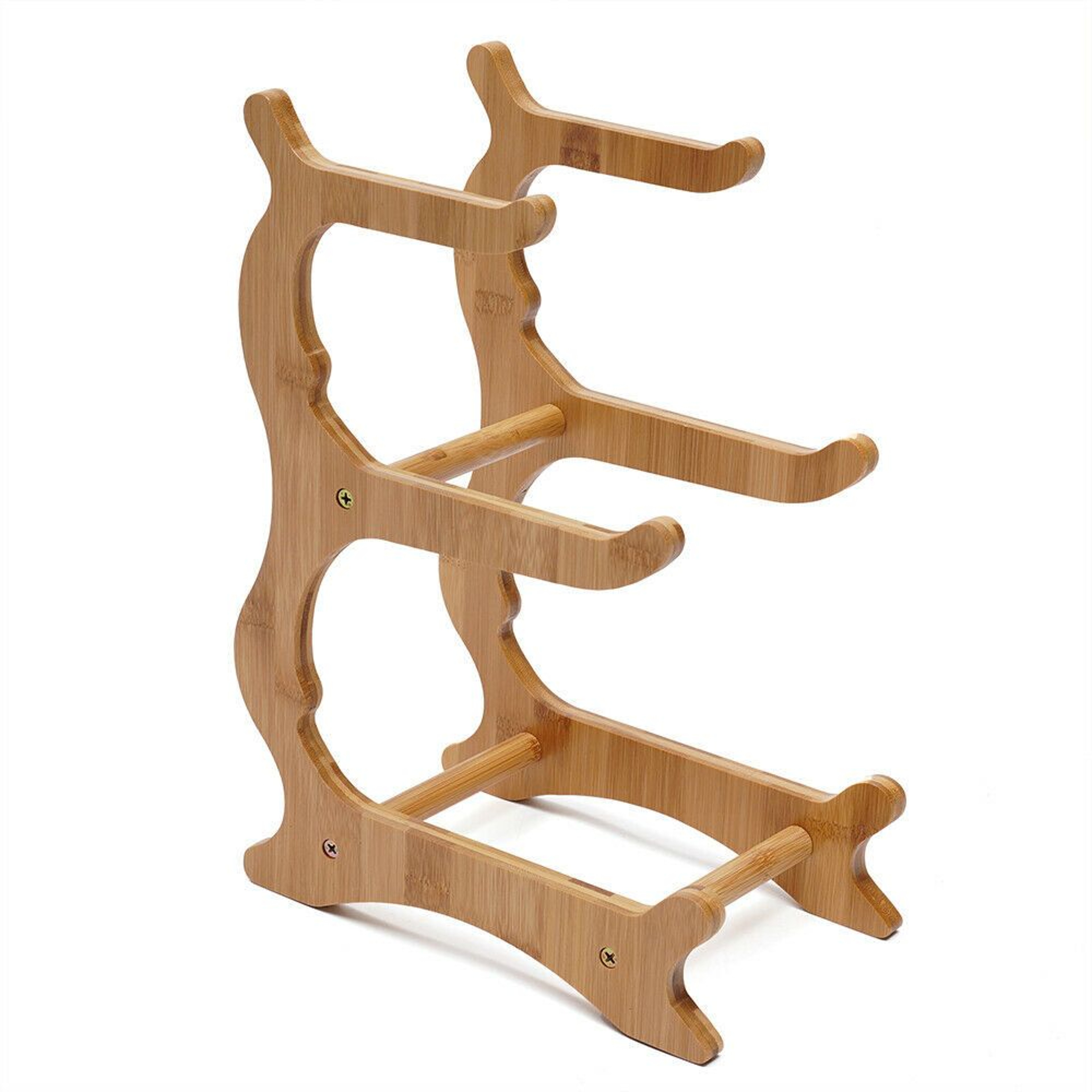 3 Tier Ceramic Fruit Bowl With Bamboo Stand Countertop Serving Organizer 2