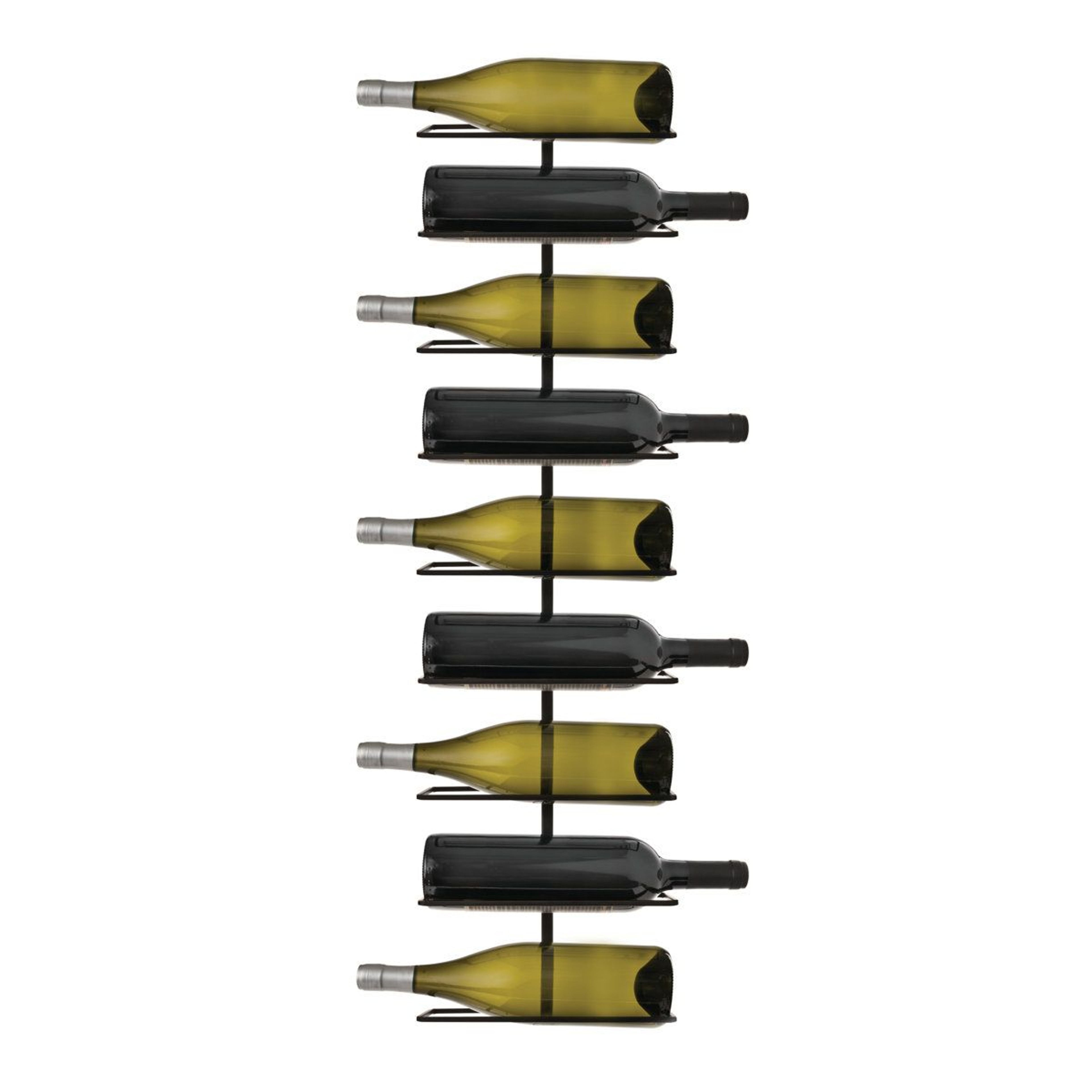 Wall Mounted Wine Rack Black Wrought Iron Vertical 9 Bottle Storage 1