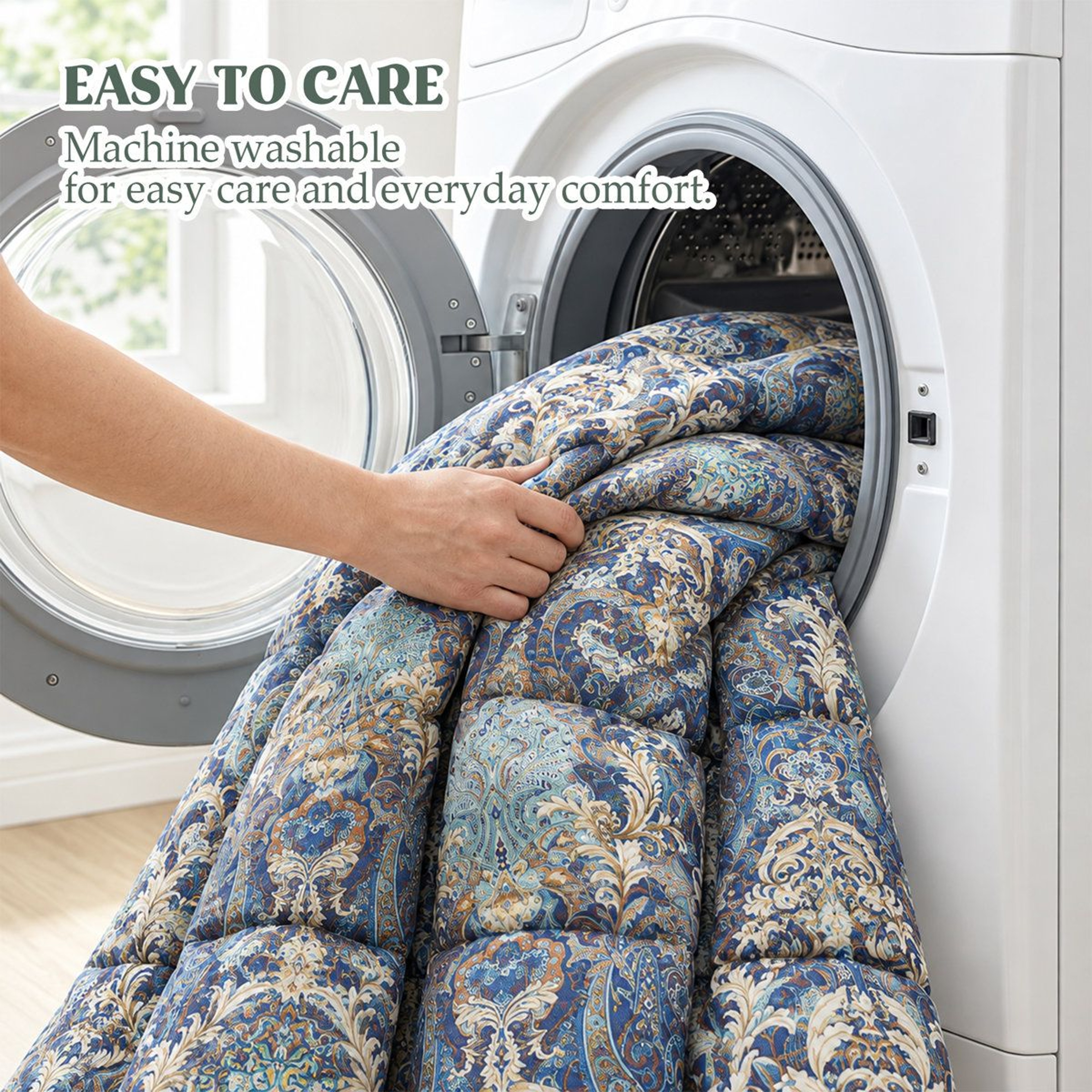 All Season King Goose Feather Down Blend Comforter With Paisley Print 1