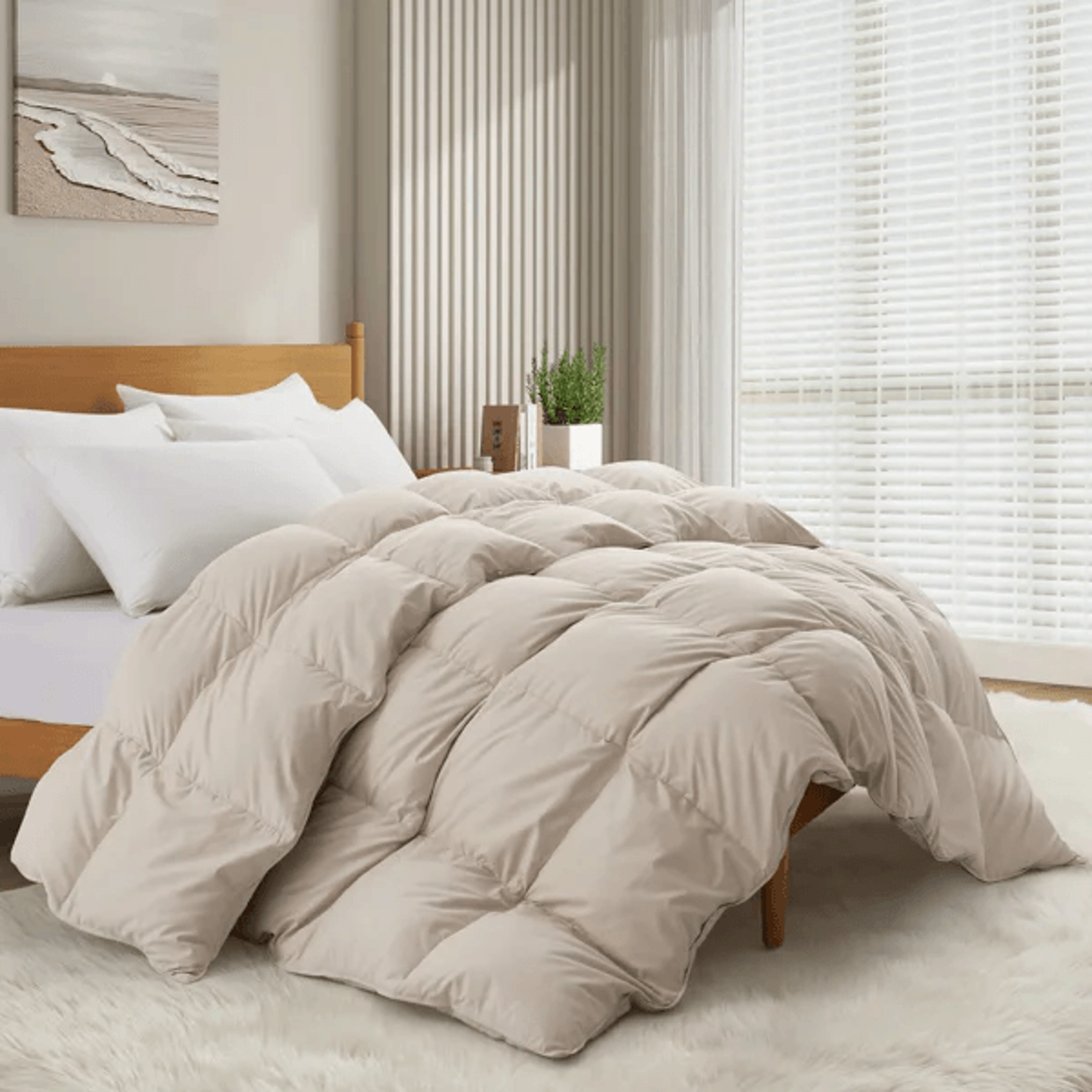 Heavyweight White Goose Down Queen Comforter For Winter Warmth 5