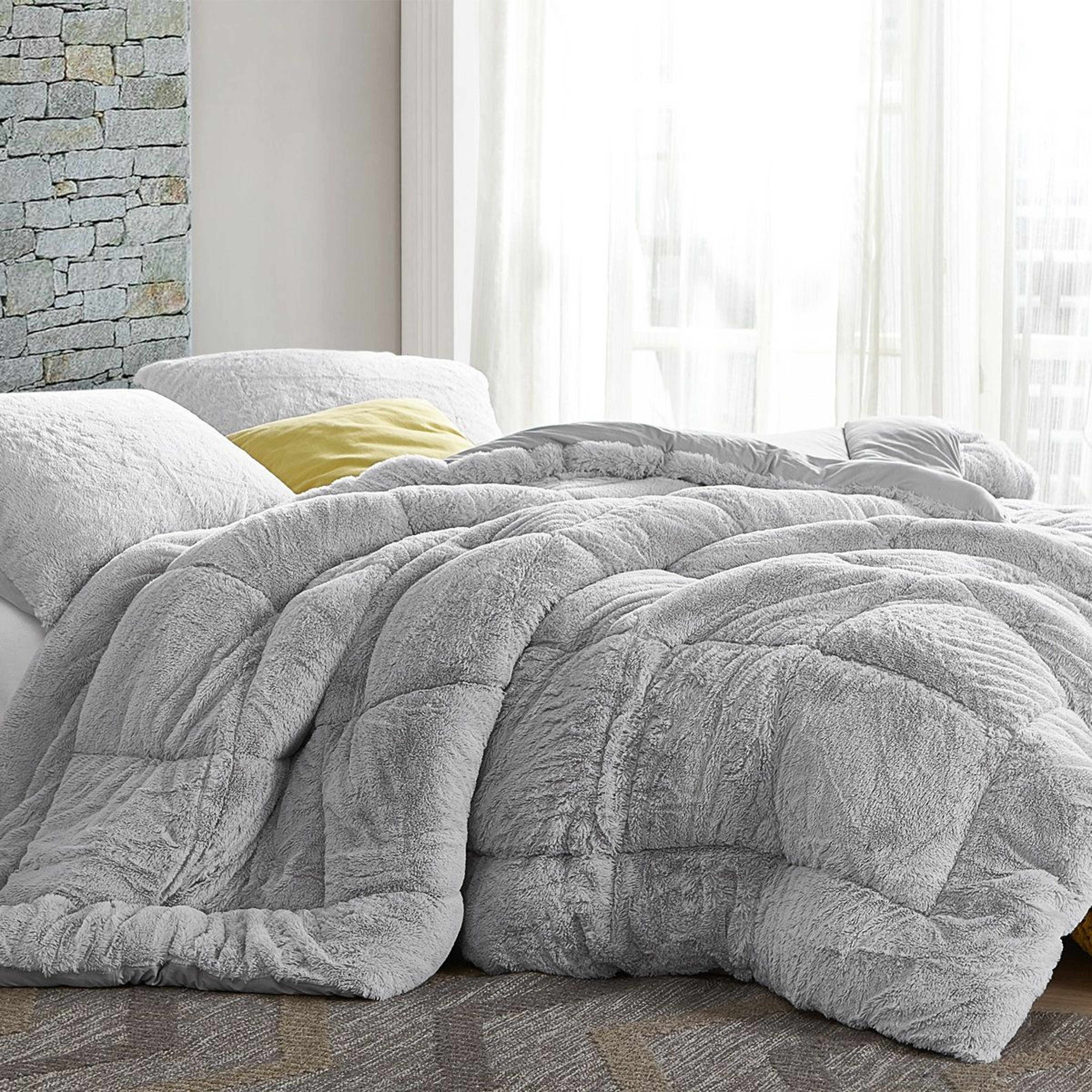 Oversized Queen Polyester Comforter Reversible Plush Winter Bedding In Gray 5