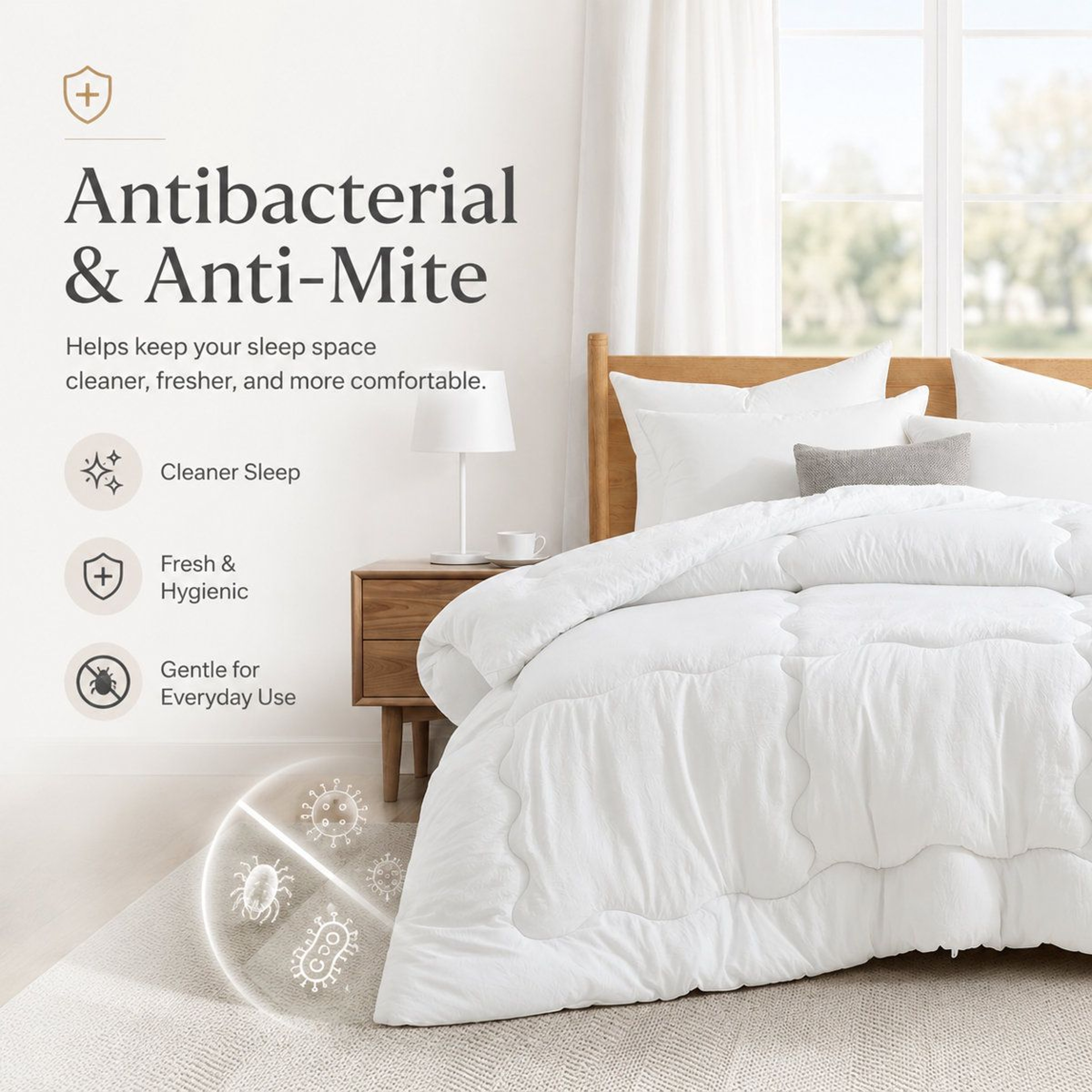 Antimicrobial Down Alternative Comforter Queen Size Lightweight All Season Duvet Insert 2
