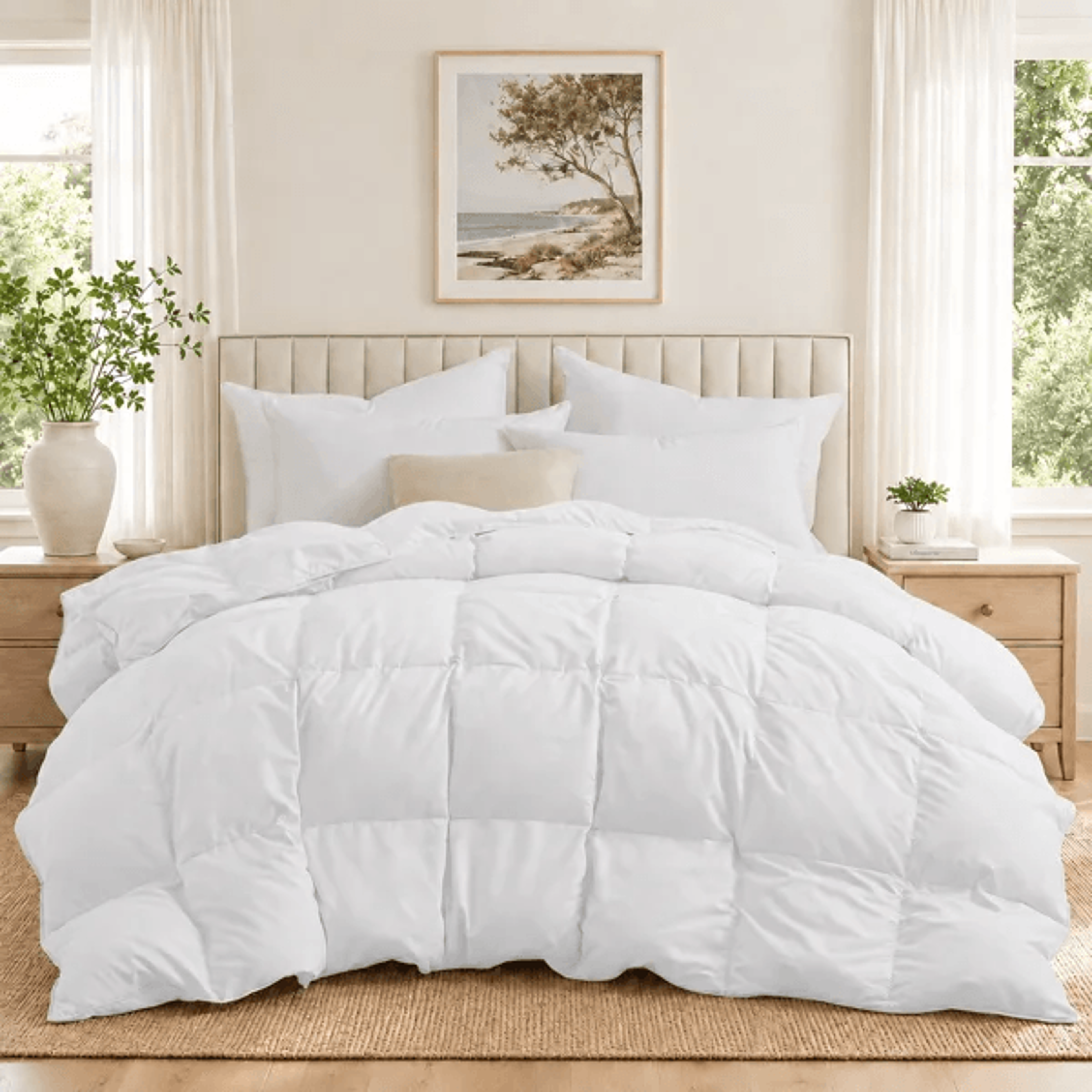 All Season Queen Goose Feather Fiber Comforter With Soft Quiet Shell 5