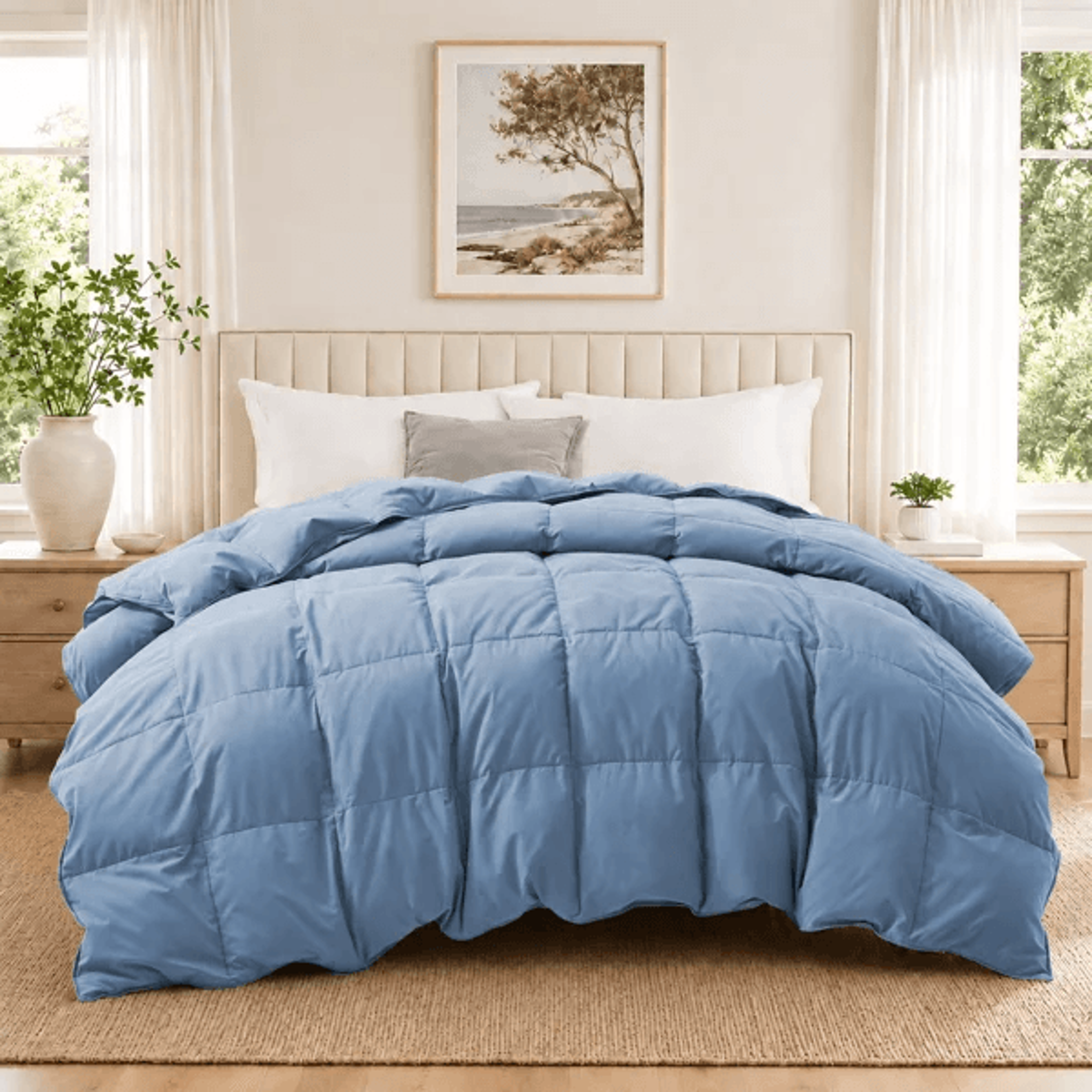 All Season Queen Goose Feather Fiber Comforter With Soft Quiet Shell 8