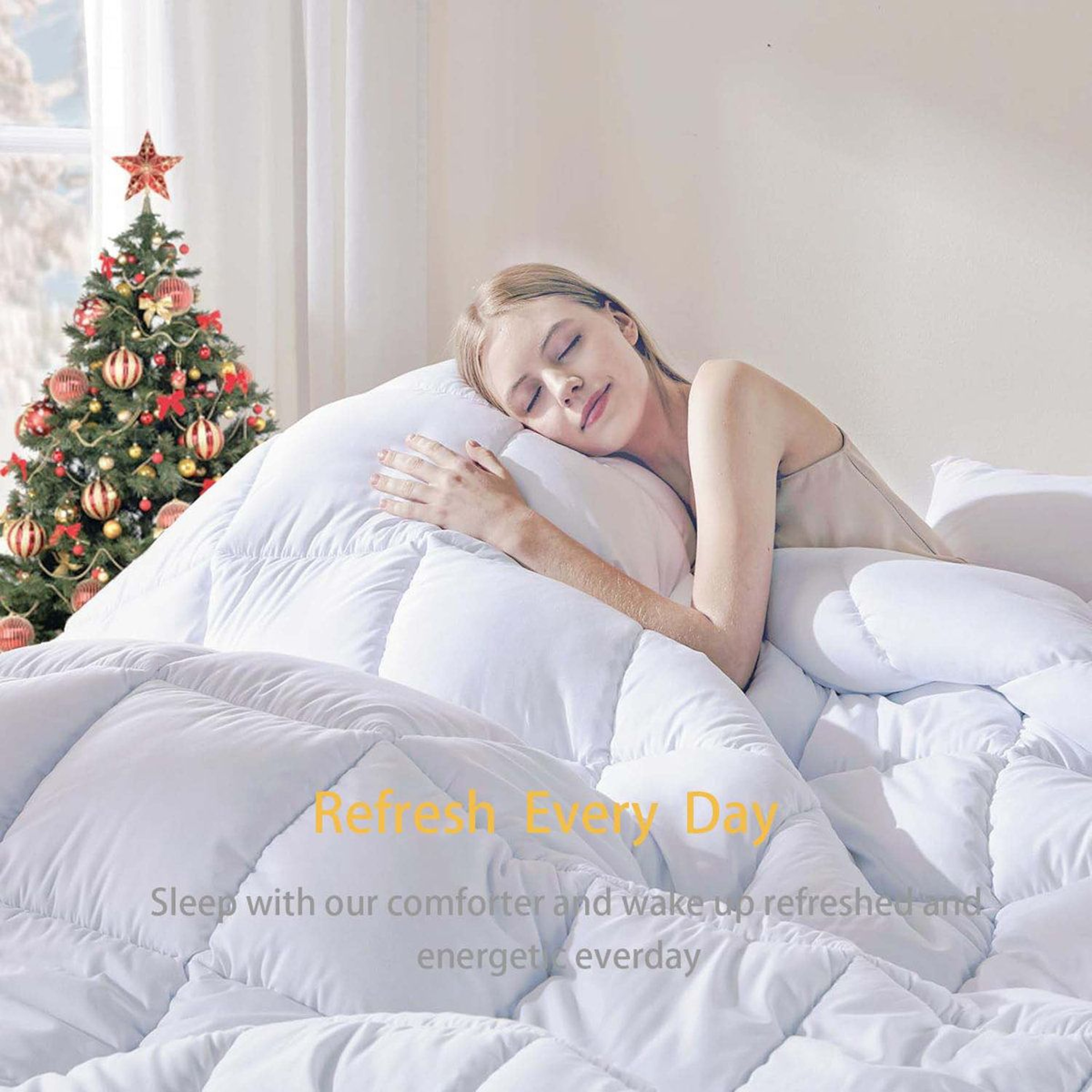 Fill Power Goose Down Blend Comforter All Season Cotton Blend Duvet Insert 4