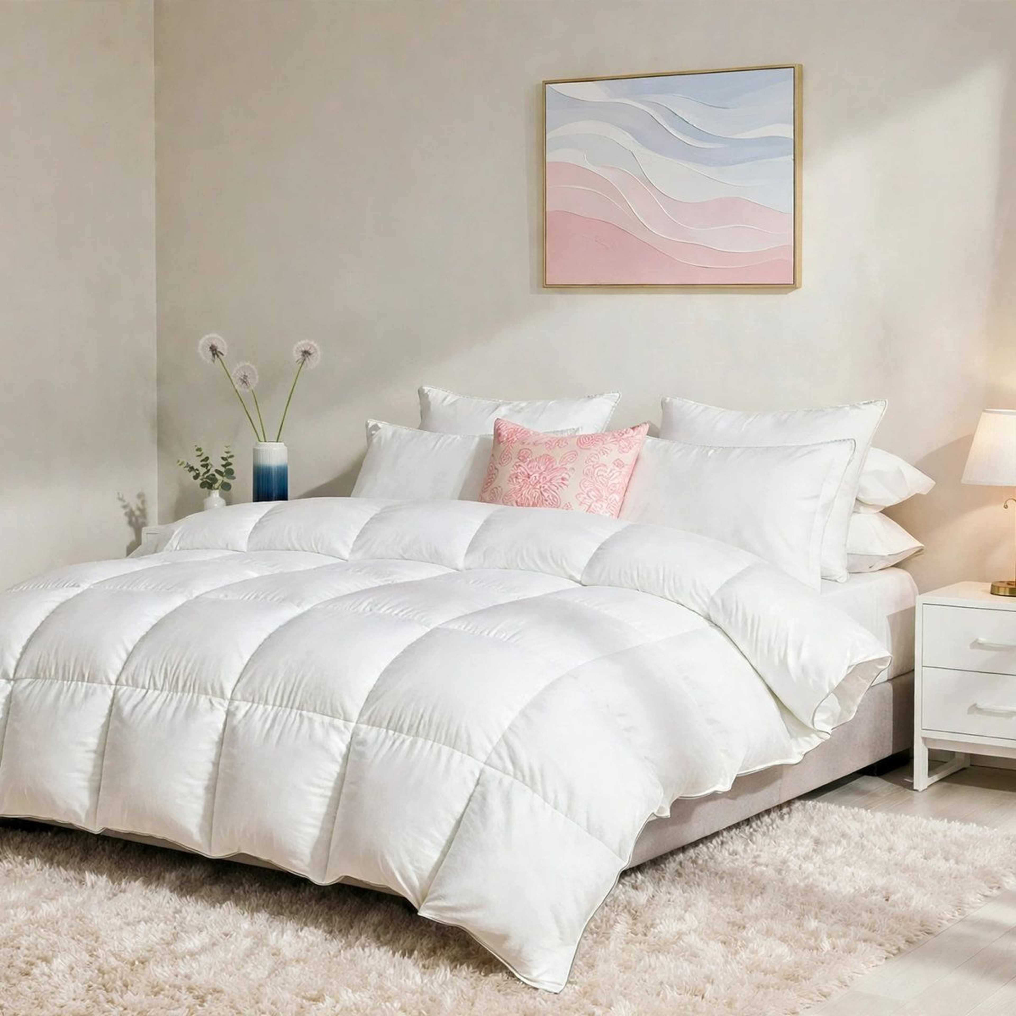 Fill Power Goose Down Blend Comforter All Season Cotton Blend Duvet Insert 8
