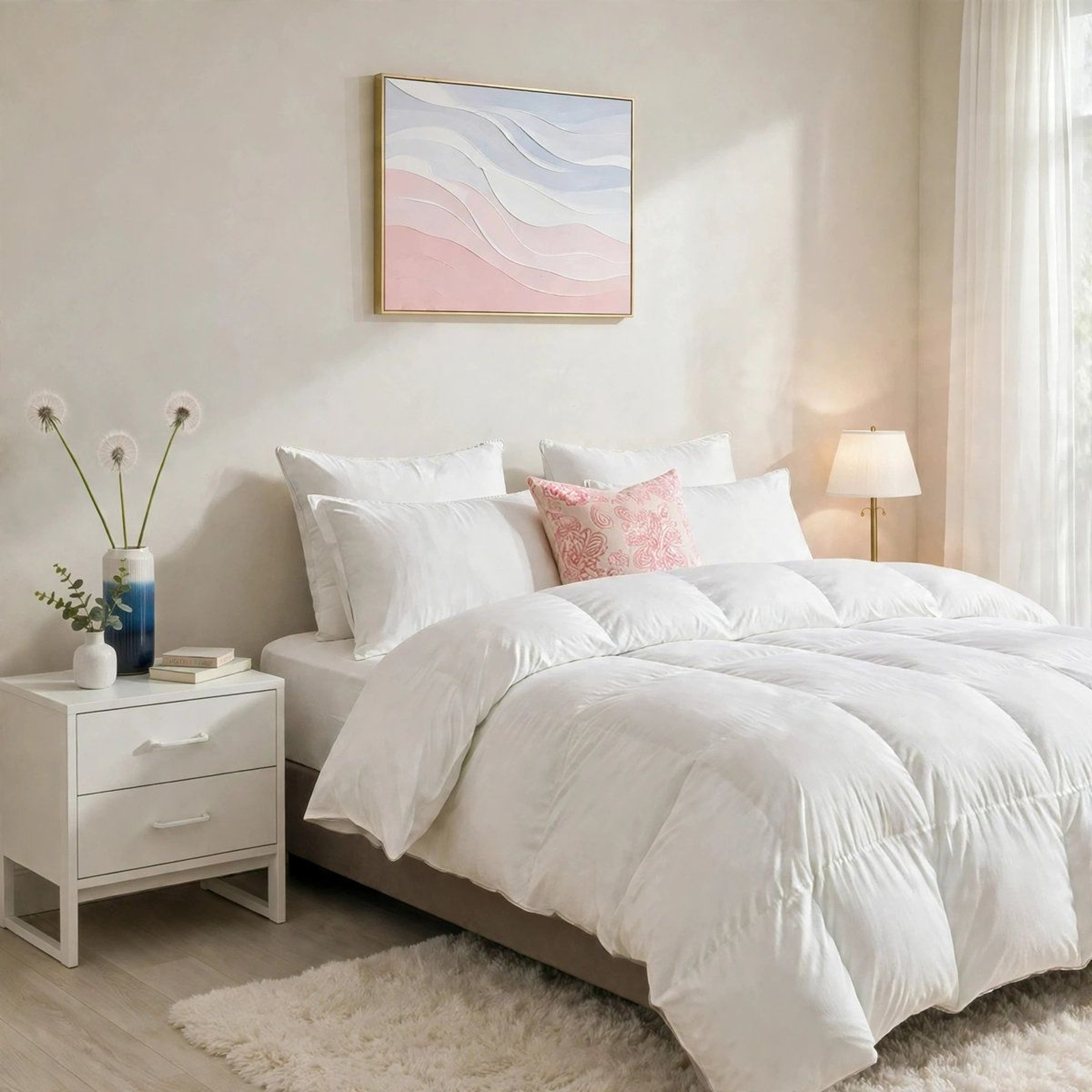 Fill Power Goose Down Blend Comforter All Season Cotton Blend Duvet Insert 9